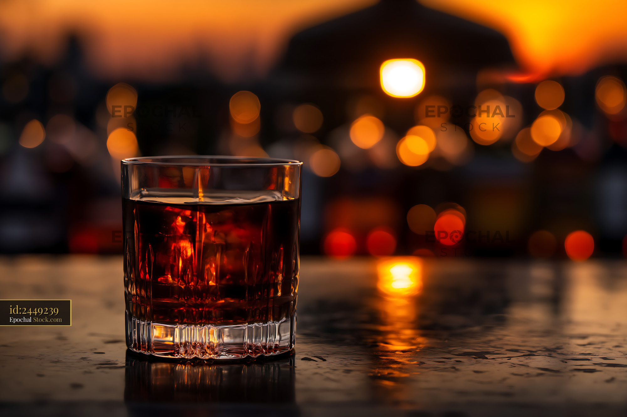 Bushwick Cocktail Against City Lights at Dusk - stock photo