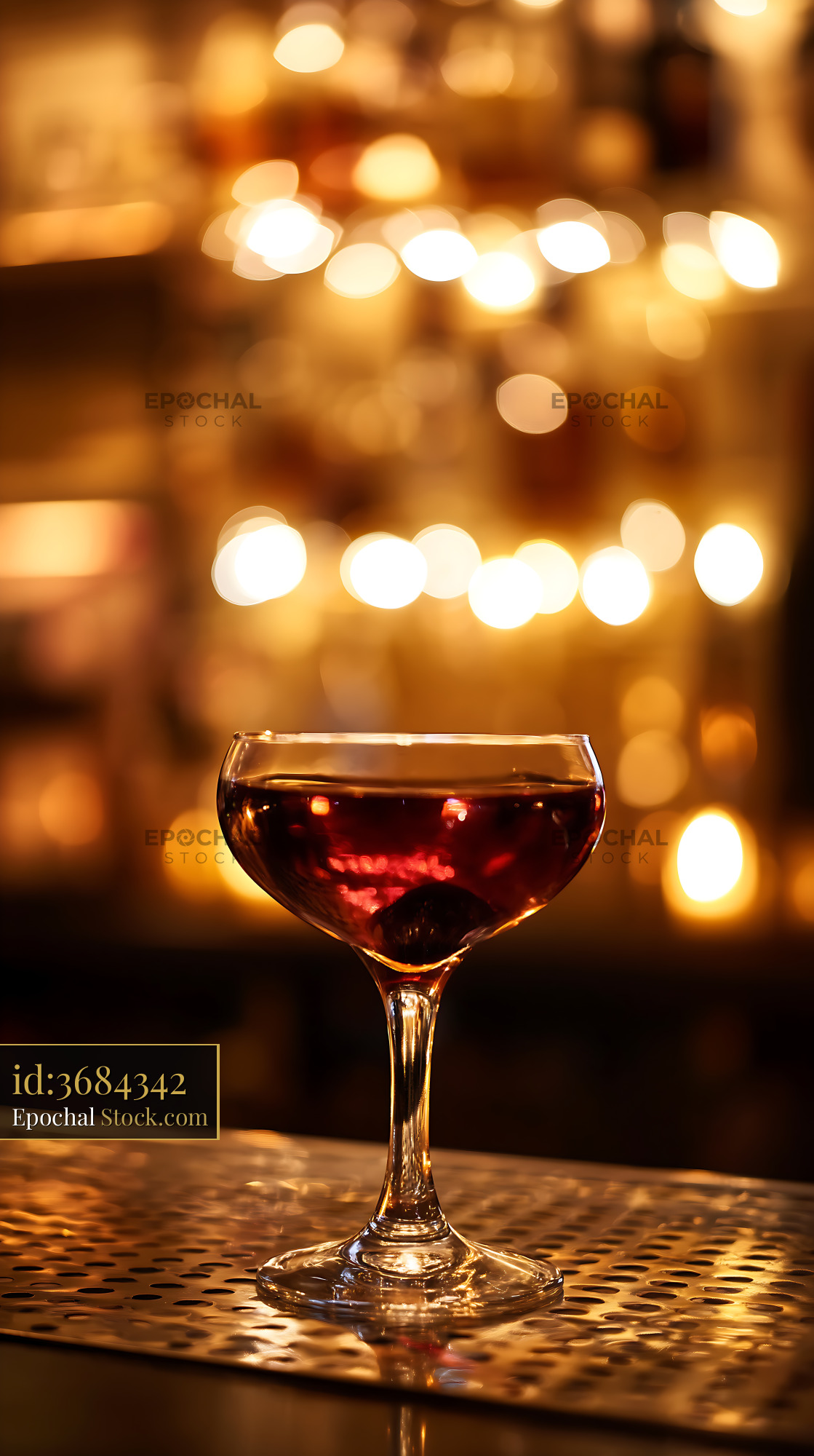 Bushwick Cocktail with Golden Bokeh Backdrop - stock photo
