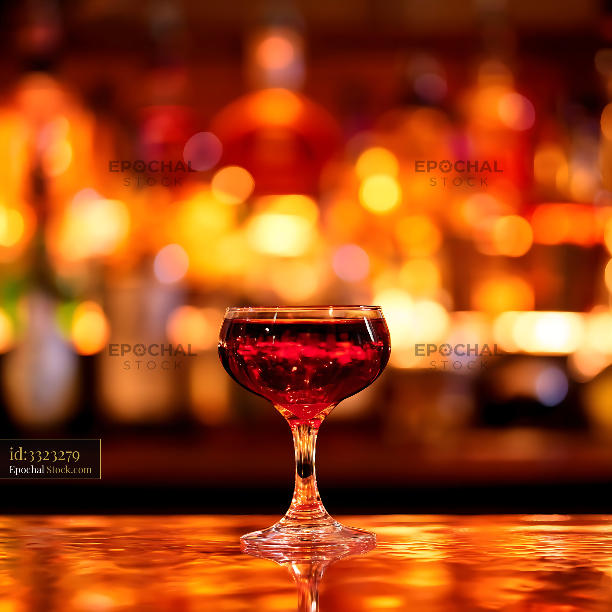 Bushwick Cocktail Against Glowing Bokeh - stock photo