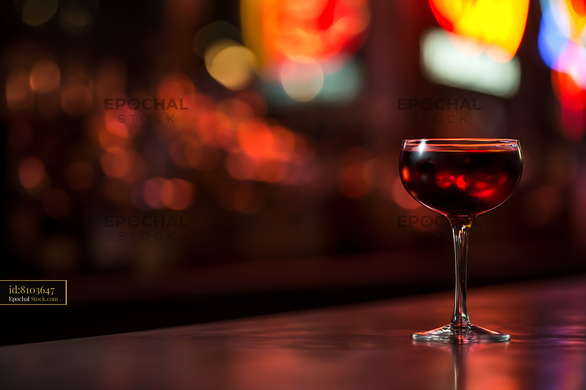Bushwick Cocktail on Lit Bar Counter - stock photo