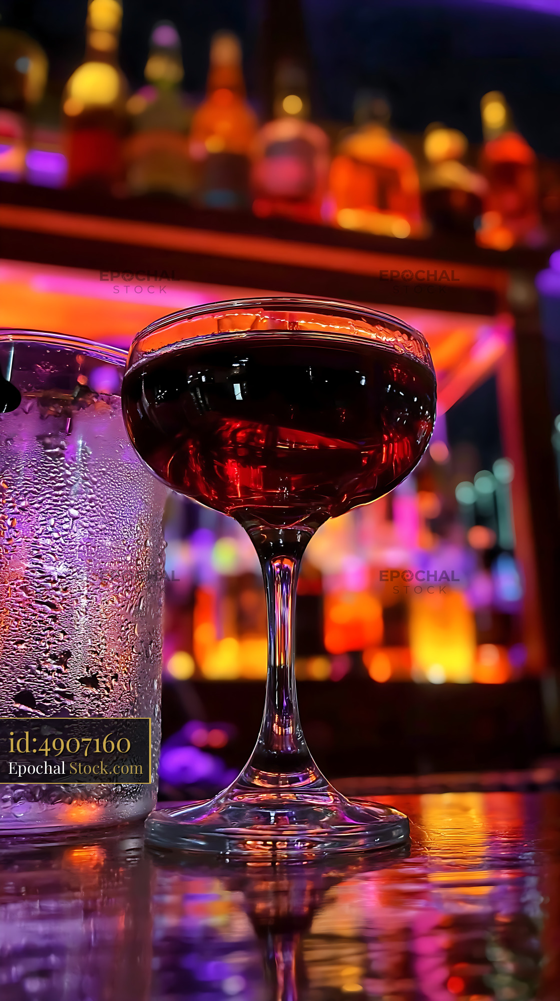 Bushwick Cocktail in Coupe at Upscale Bar - stock photo