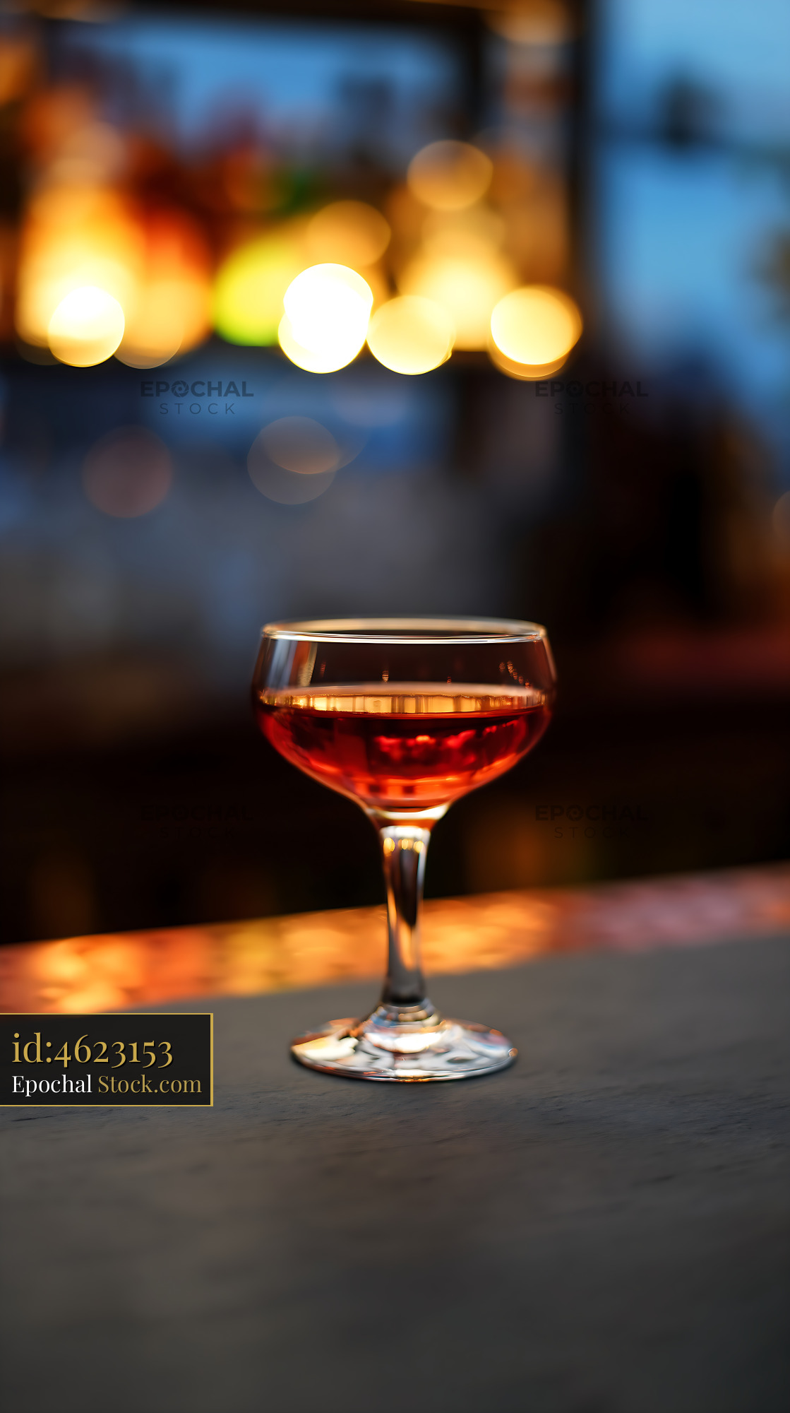 Bushwick Cocktail in Coupe Glass at Dusk - stock photo