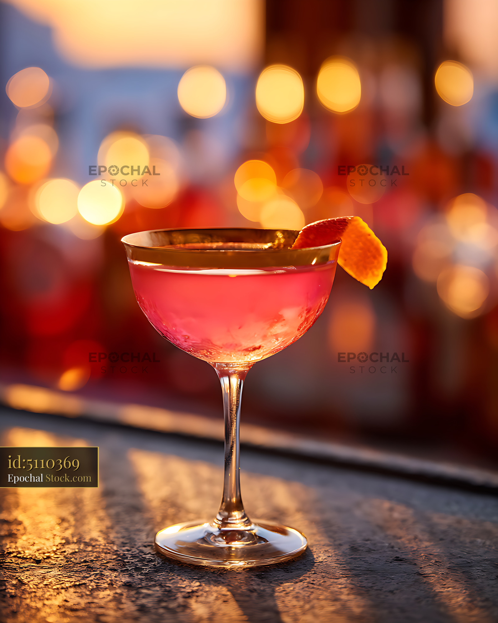 Cosmopolitan Cocktail with Orange Garnish - stock photo