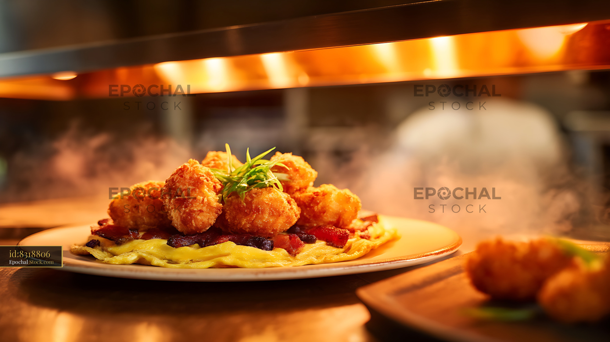 Golden Fried Scallops Plated Fine Dining - stock photo
