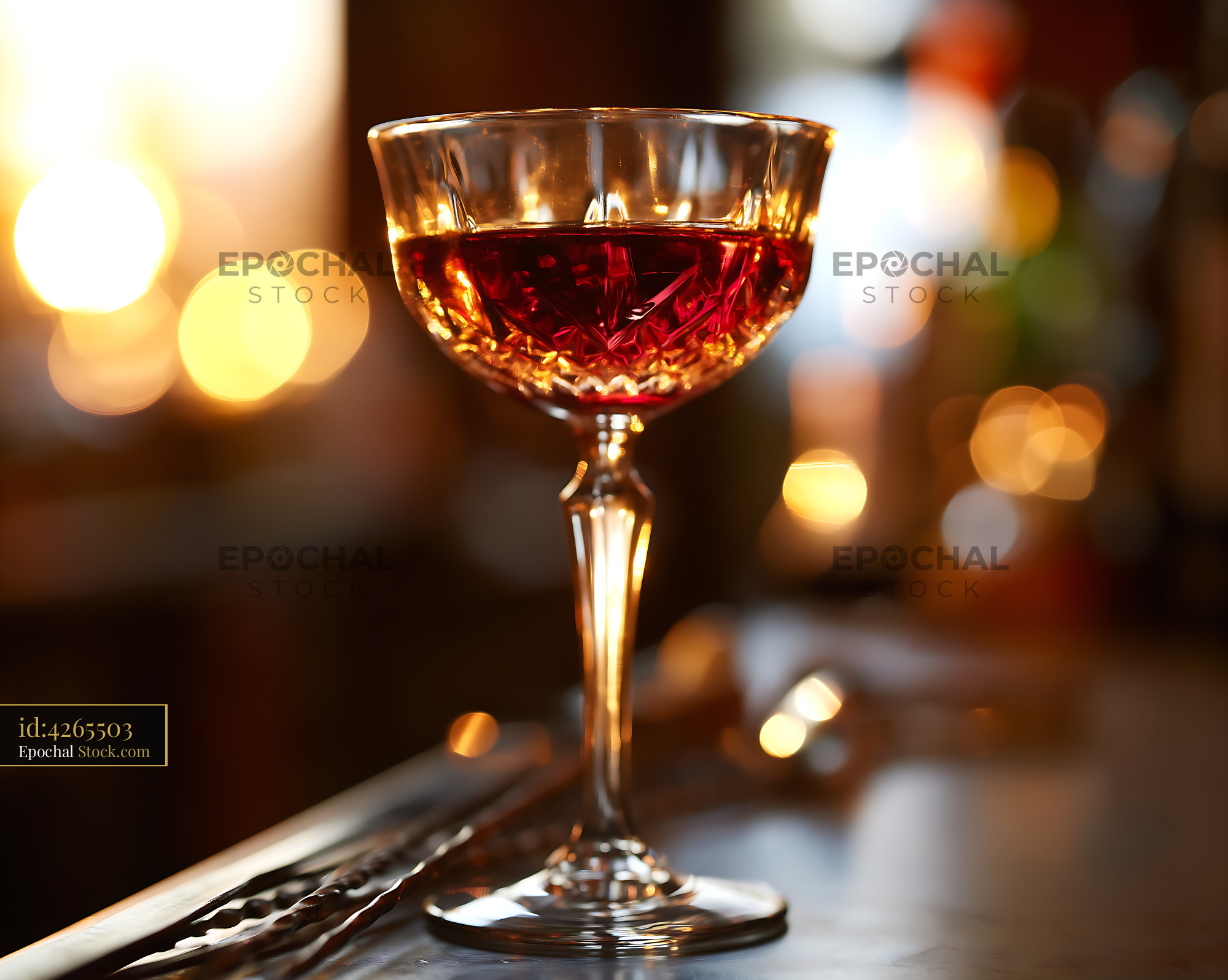Bushwick Cocktail Glowing Under Bar Lights - stock photo