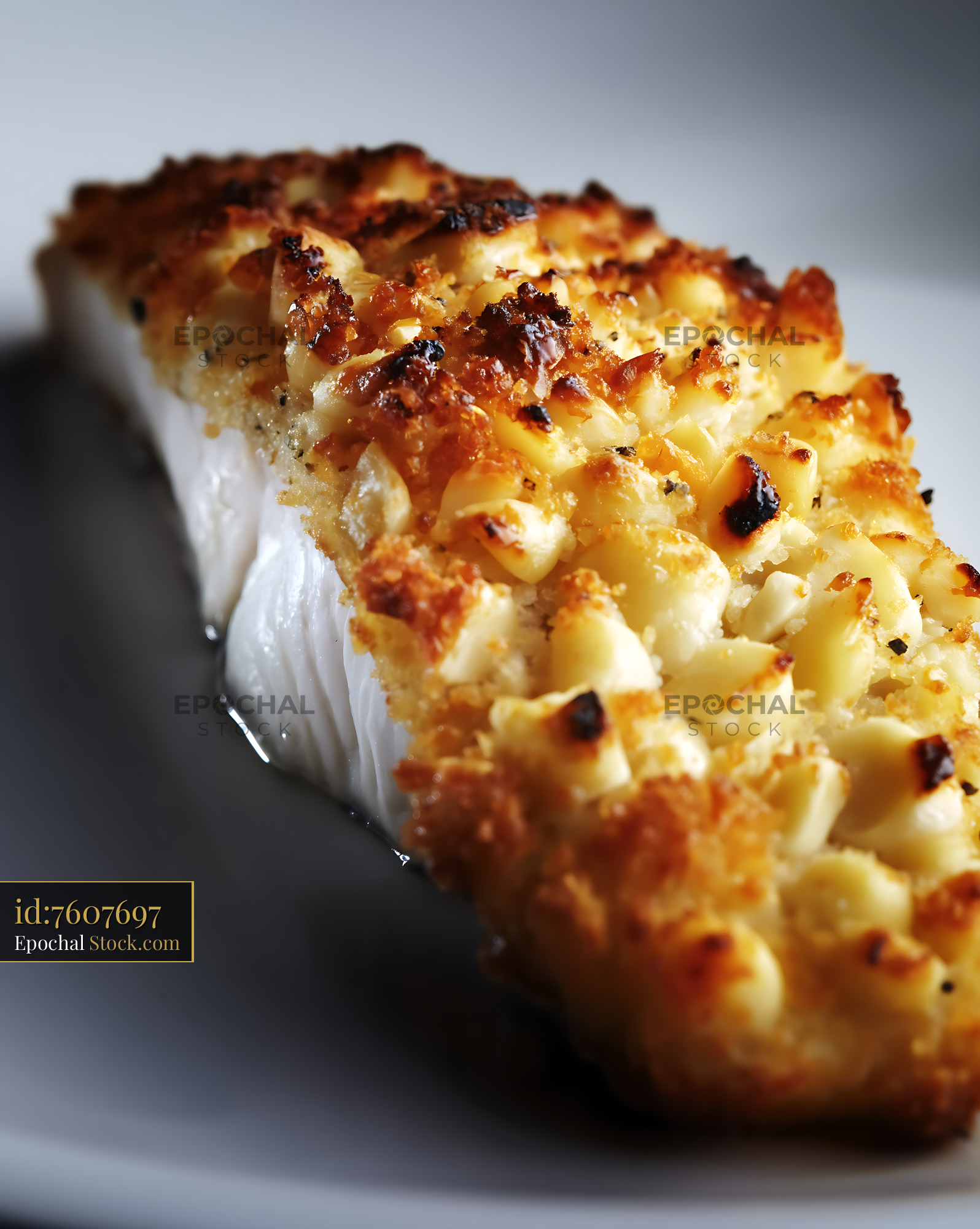 Macadamia Crusted Fish Fillet, Gourmet Plating - stock photo