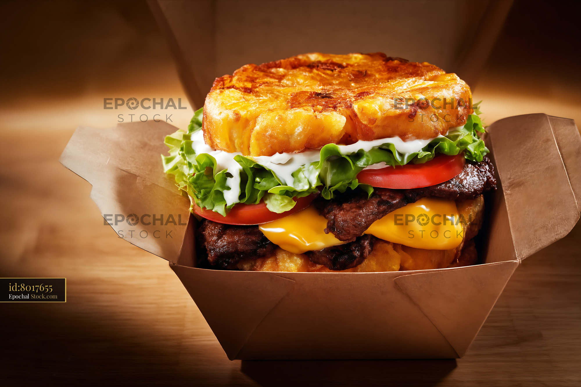 Artisan Burger with Hash Brown Bun - stock photo