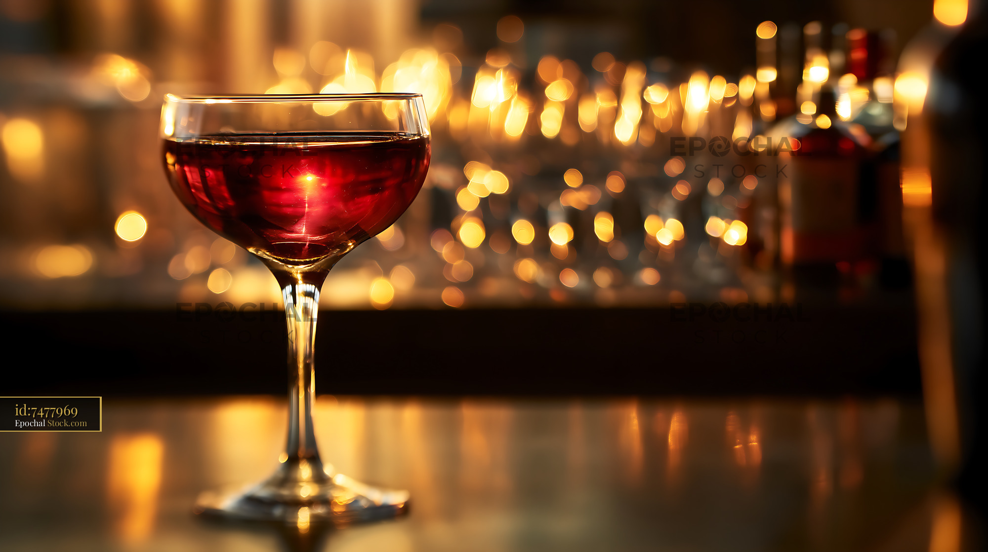 Bushwick Cocktail on Elegant Bar Counter - stock photo