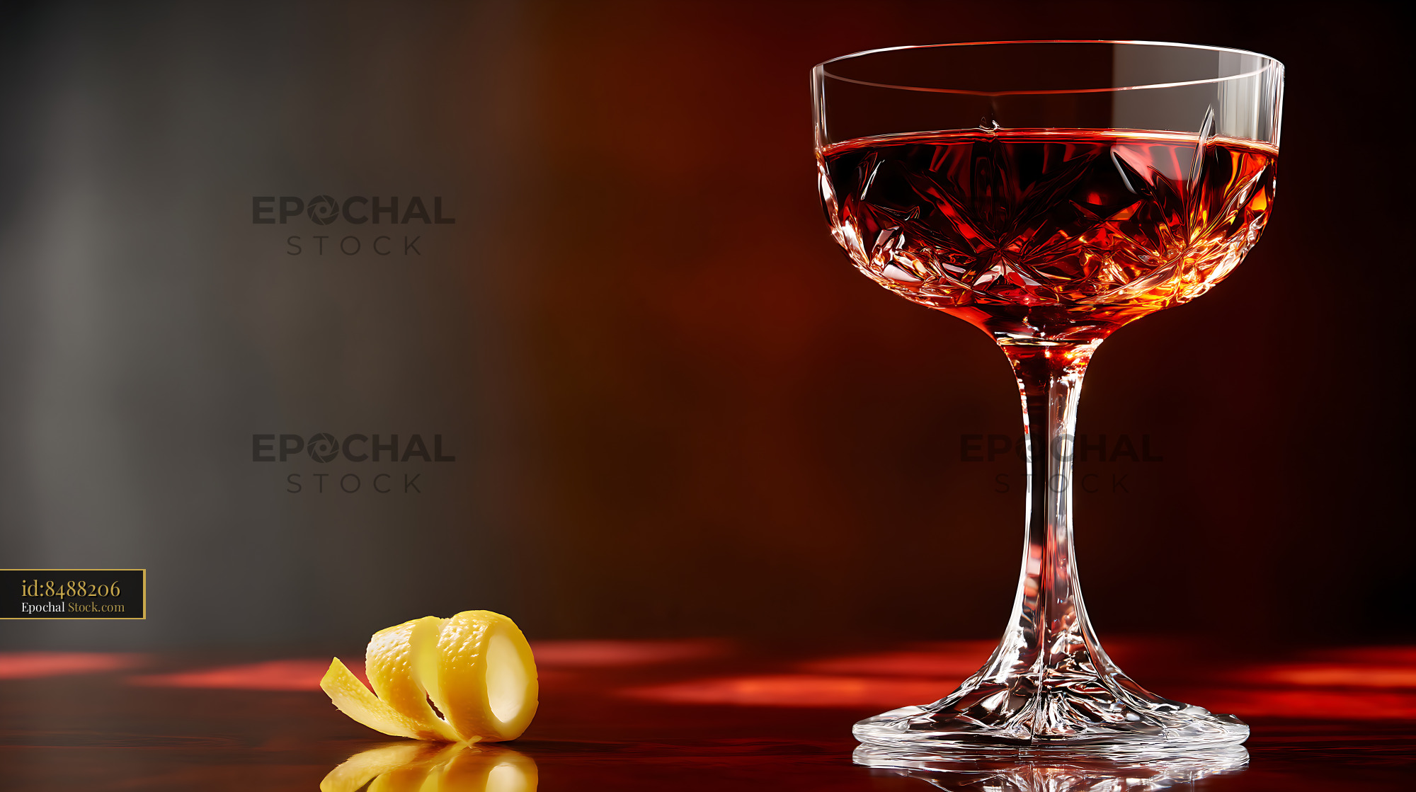 Saratoga Cocktail with Lemon Peel Garnish - stock photo