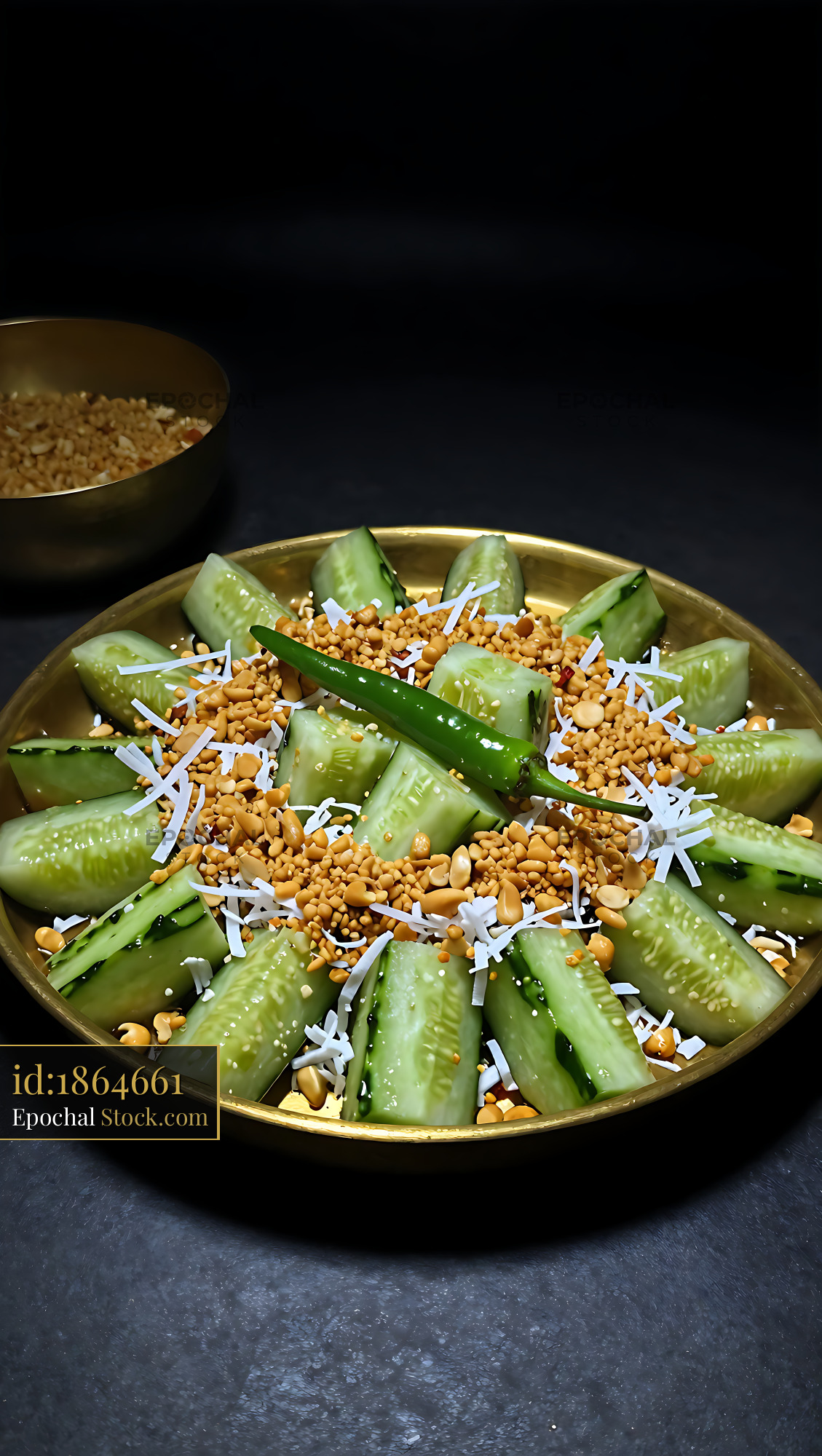 Kakdi Koshimbir Cucumber Salad with Nuts - stock photo
