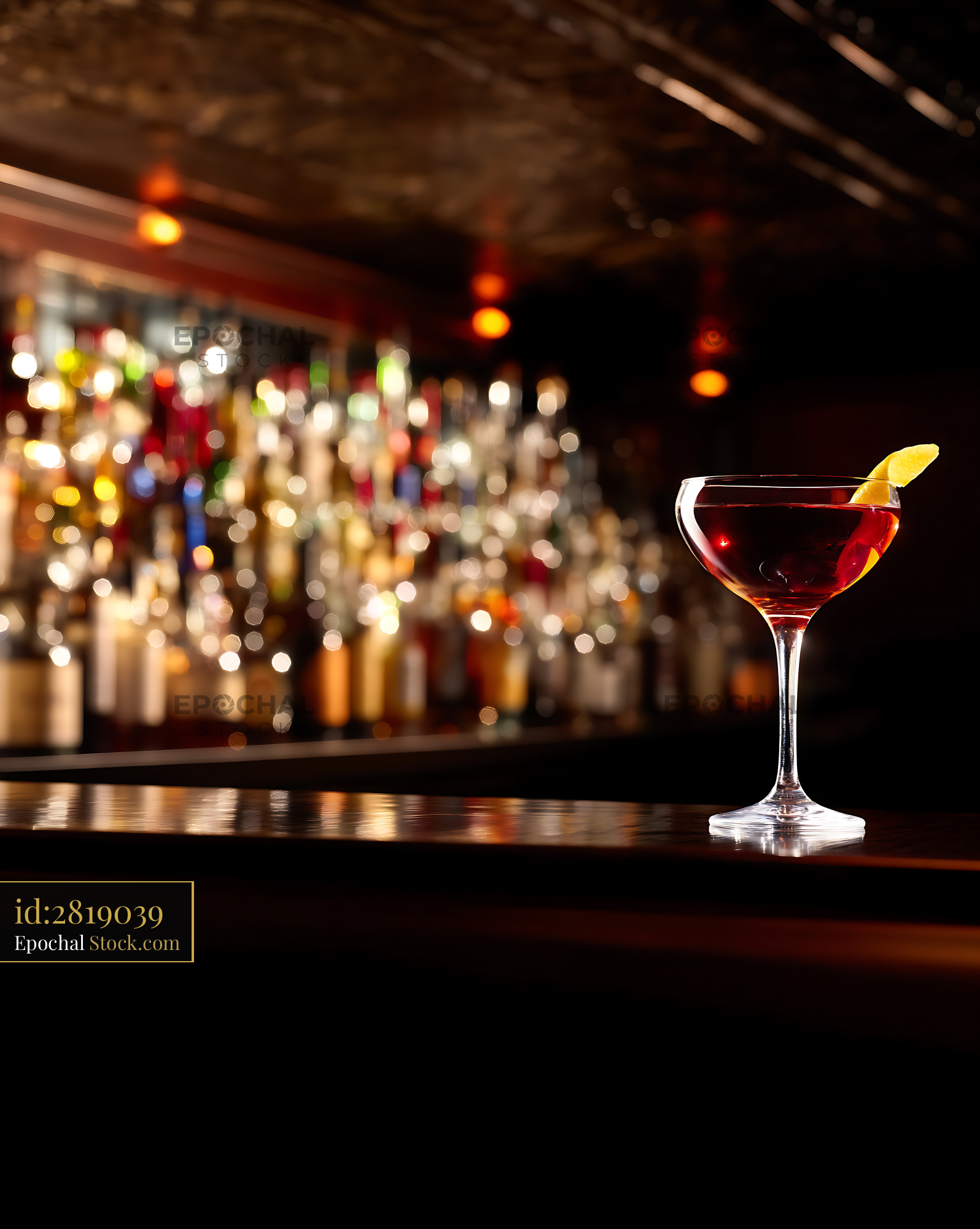 Bushwick Cocktail with Lemon Twist - stock photo