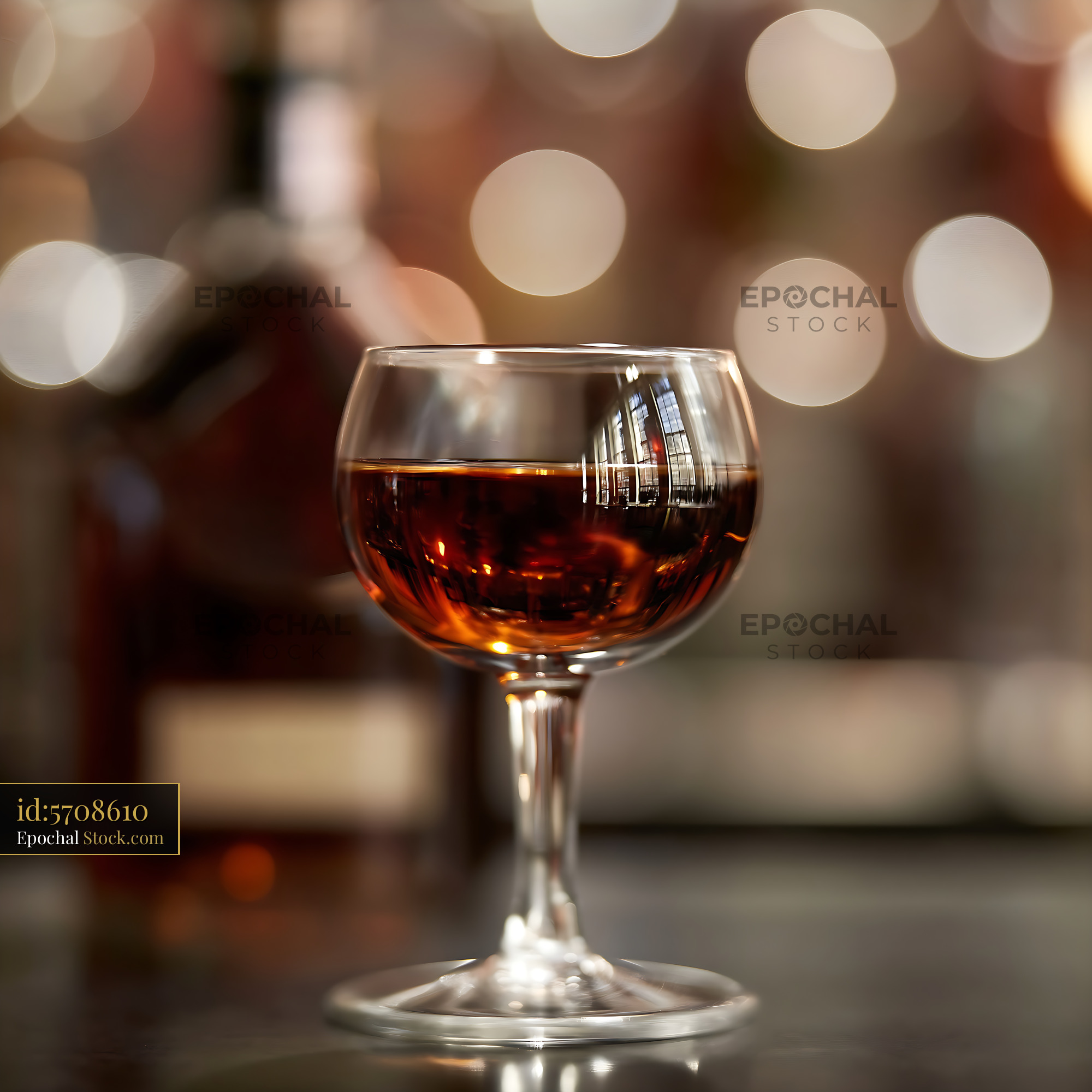 Bushwick Cocktail Glass with Ambient Bar Lights - stock photo