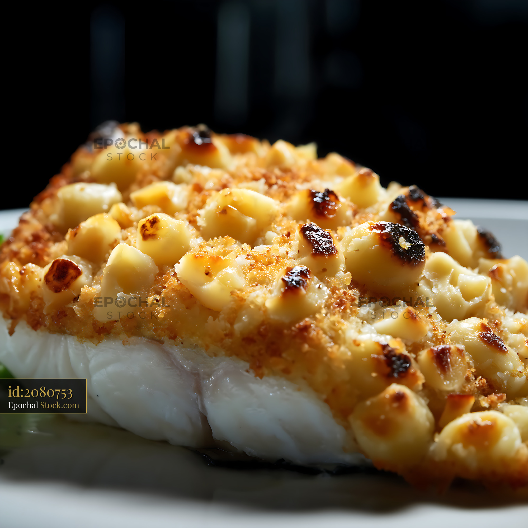 Gourmet White Fish with Golden Nut Crust - stock photo