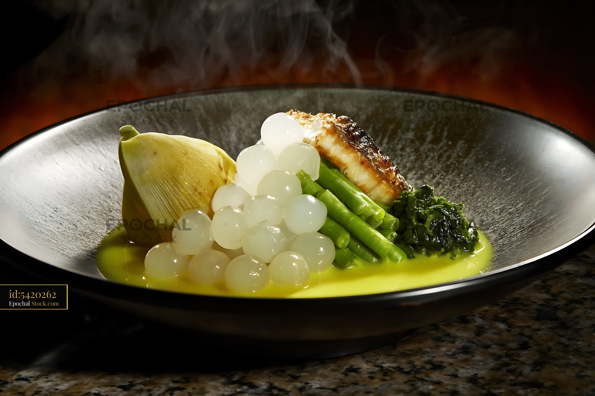 Gourmet Lor Mee Soup Deconstructed Plating - stock photo