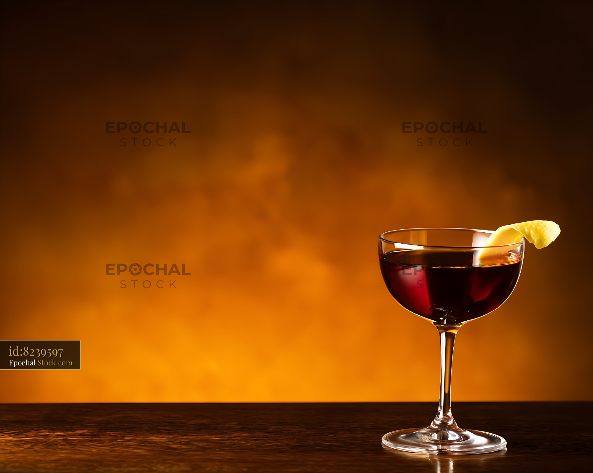 Saratoga Cocktail with Lemon Peel Garnish - stock photo