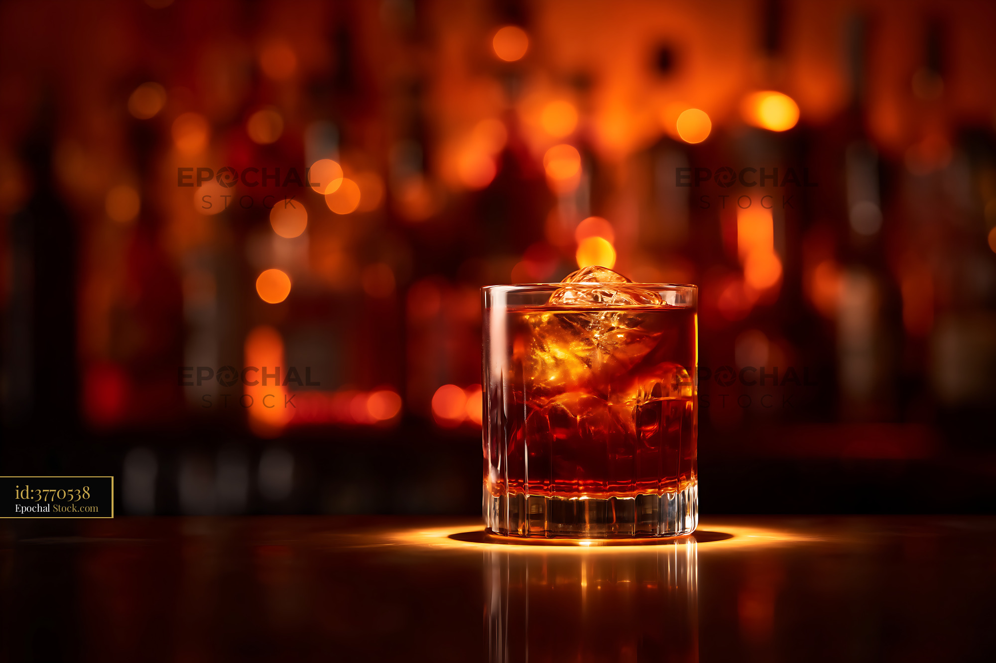 Bushwick Cocktail in Rocks Glass with Amber Lights - stock photo