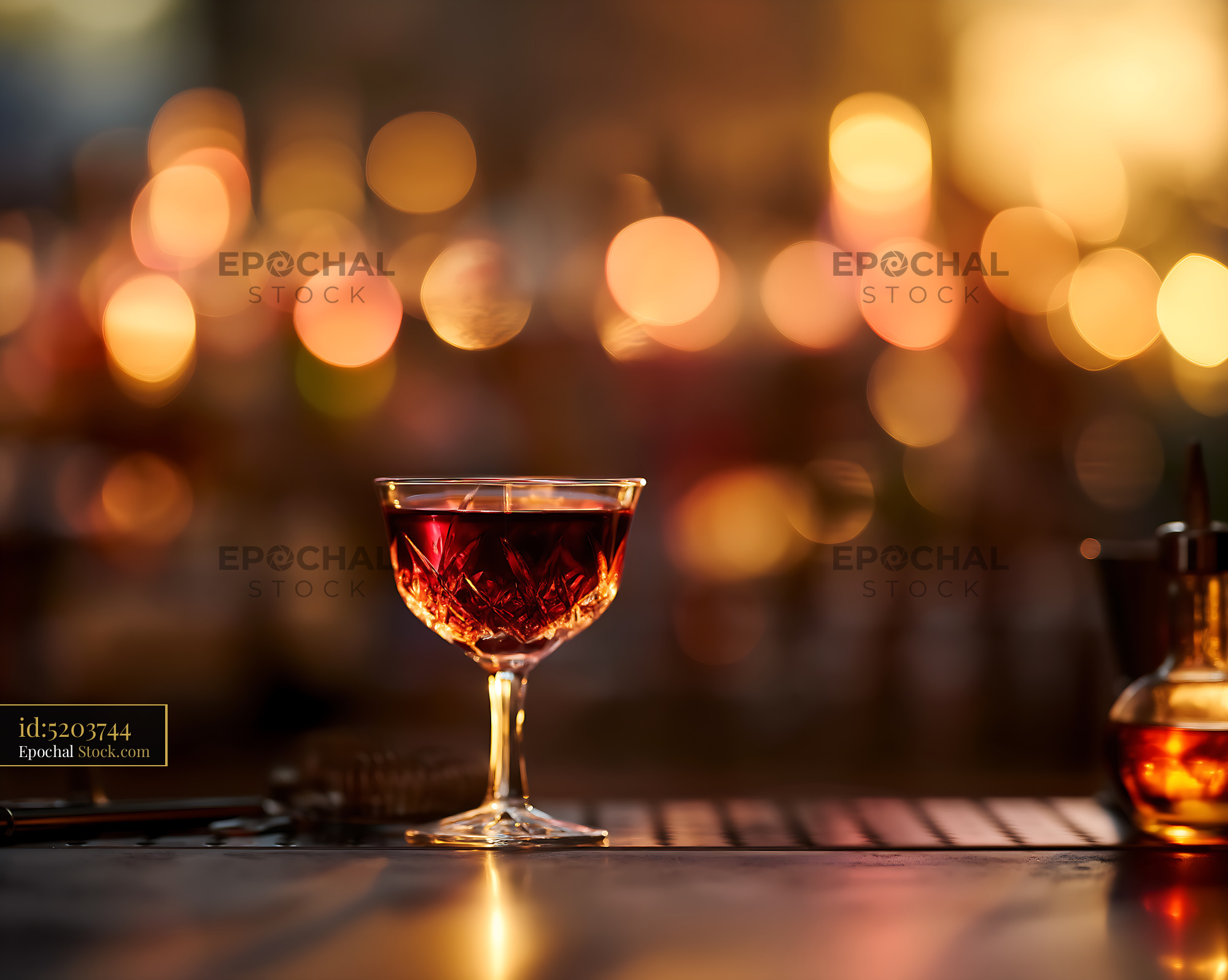 Bushwick Cocktail with Warm Bokeh Lights - stock photo