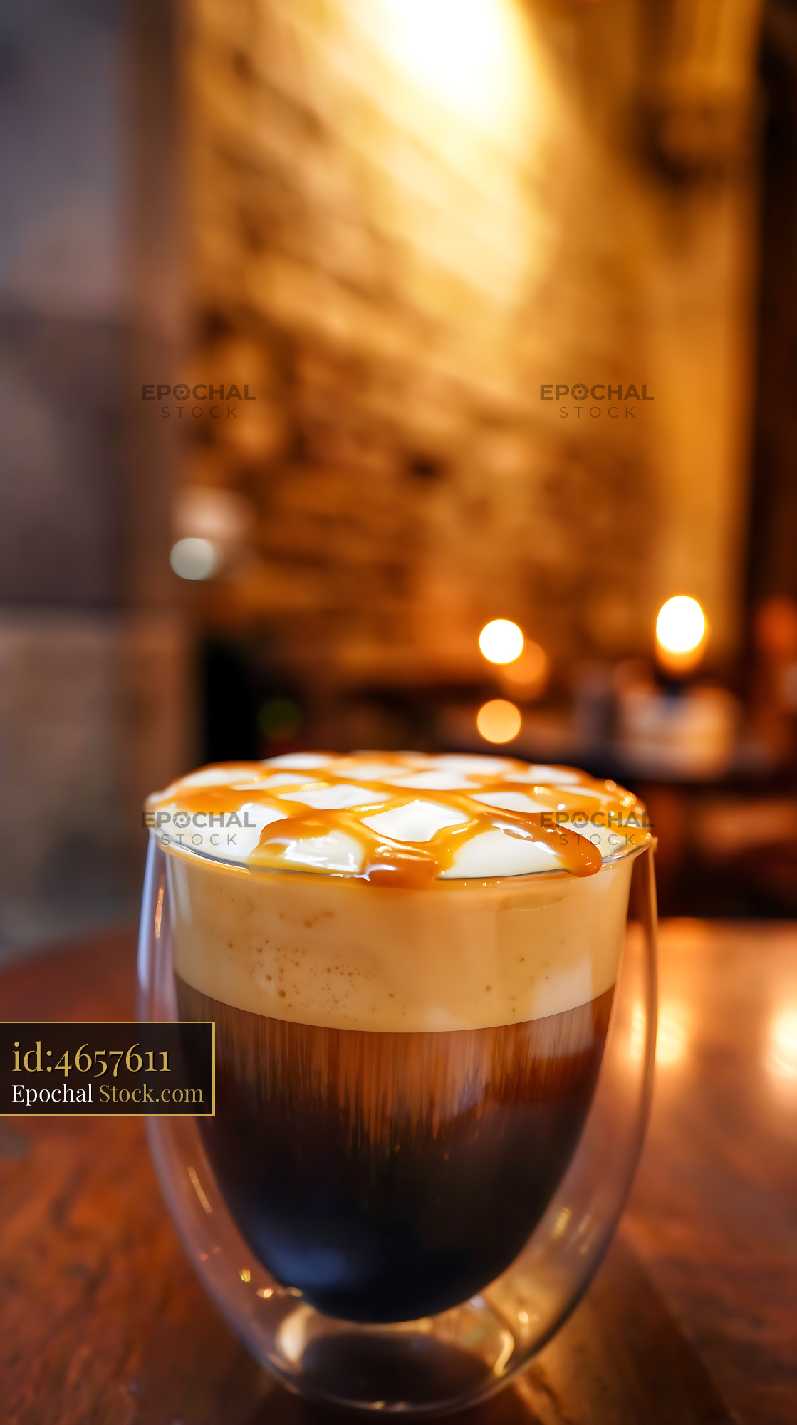 Nitro Caramel Coffee with Caramel Drizzle - stock photo