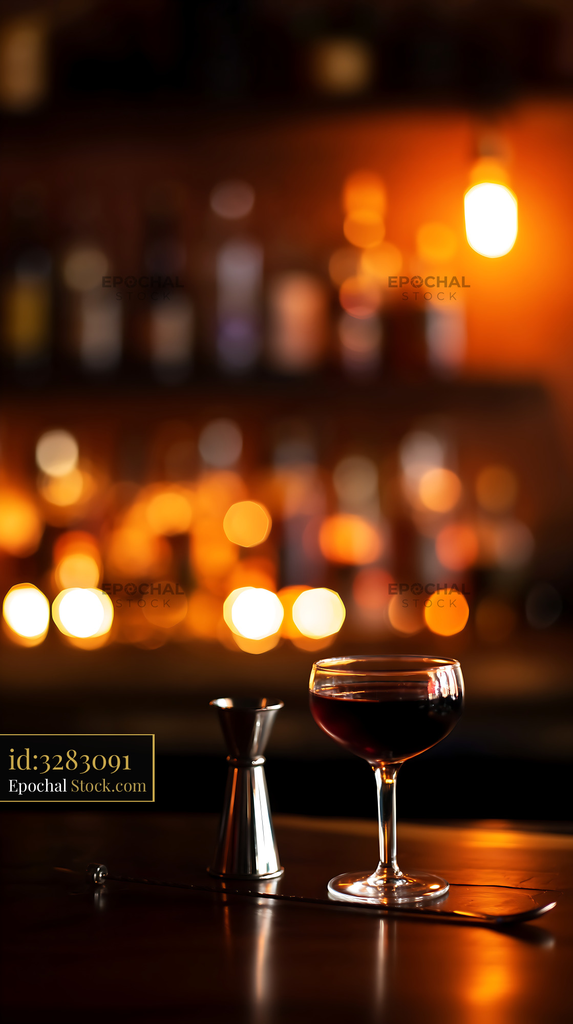 Bushwick Cocktail with Shaker at Bar - stock photo