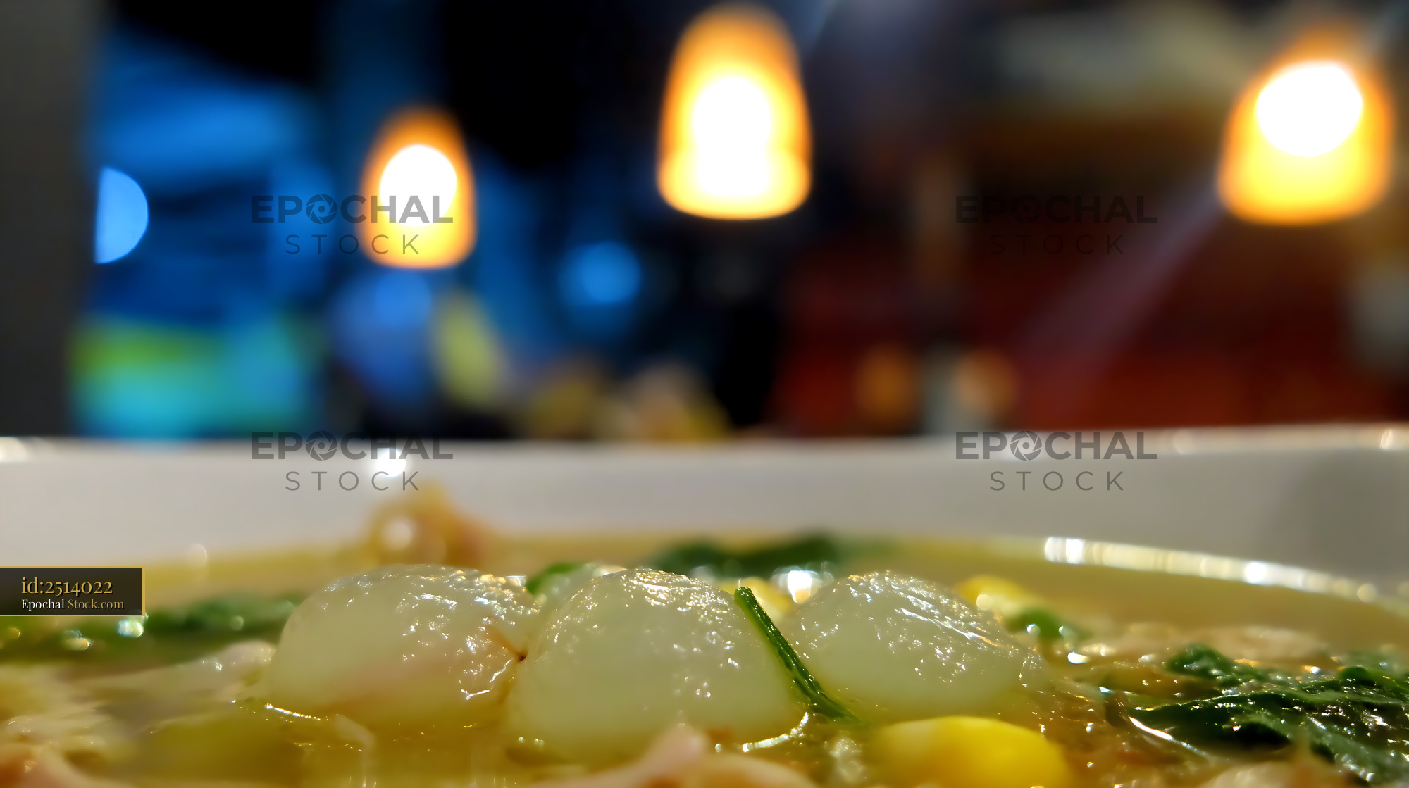 Delicious Lor Mee Soup with Dumplings in Restaurant - stock photo