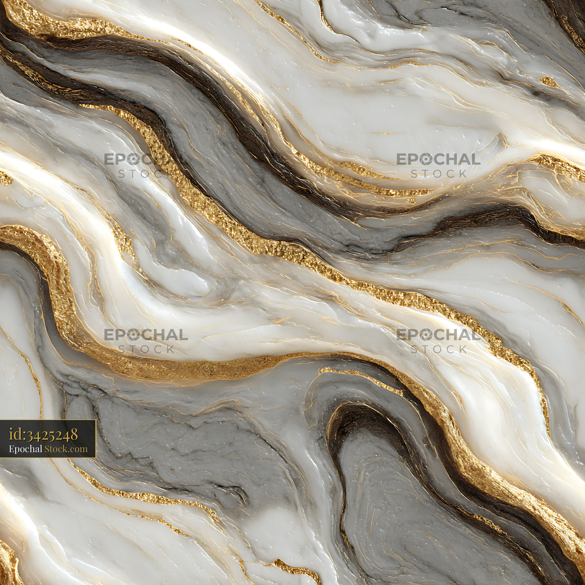 Luxurious Gold Veined Grey Marble Seamless Pattern - stock photo