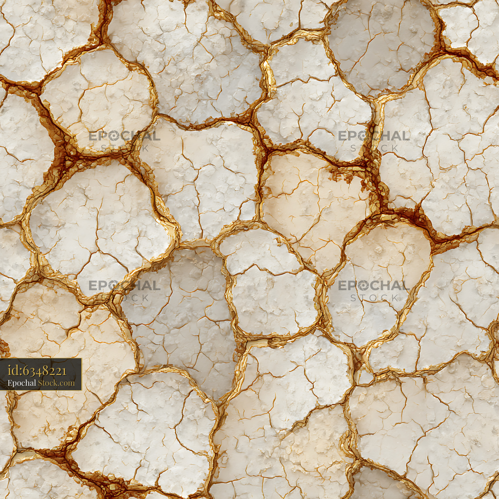 Ivory Crackle Glaze Gold Fissure Seamless Pattern - stock photo