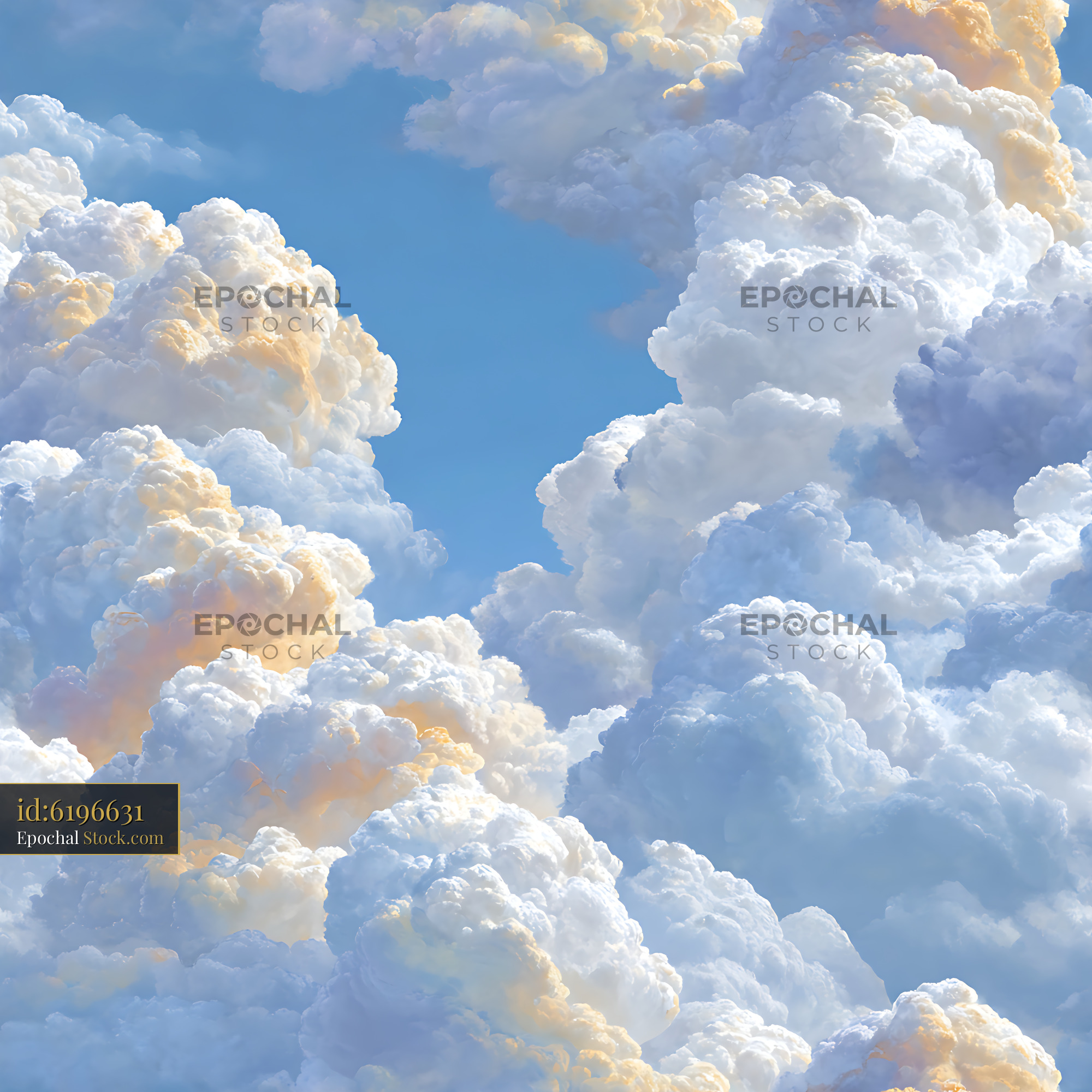 Dreamy Golden Hour Clouds Seamless Repeat Pattern - stock photo