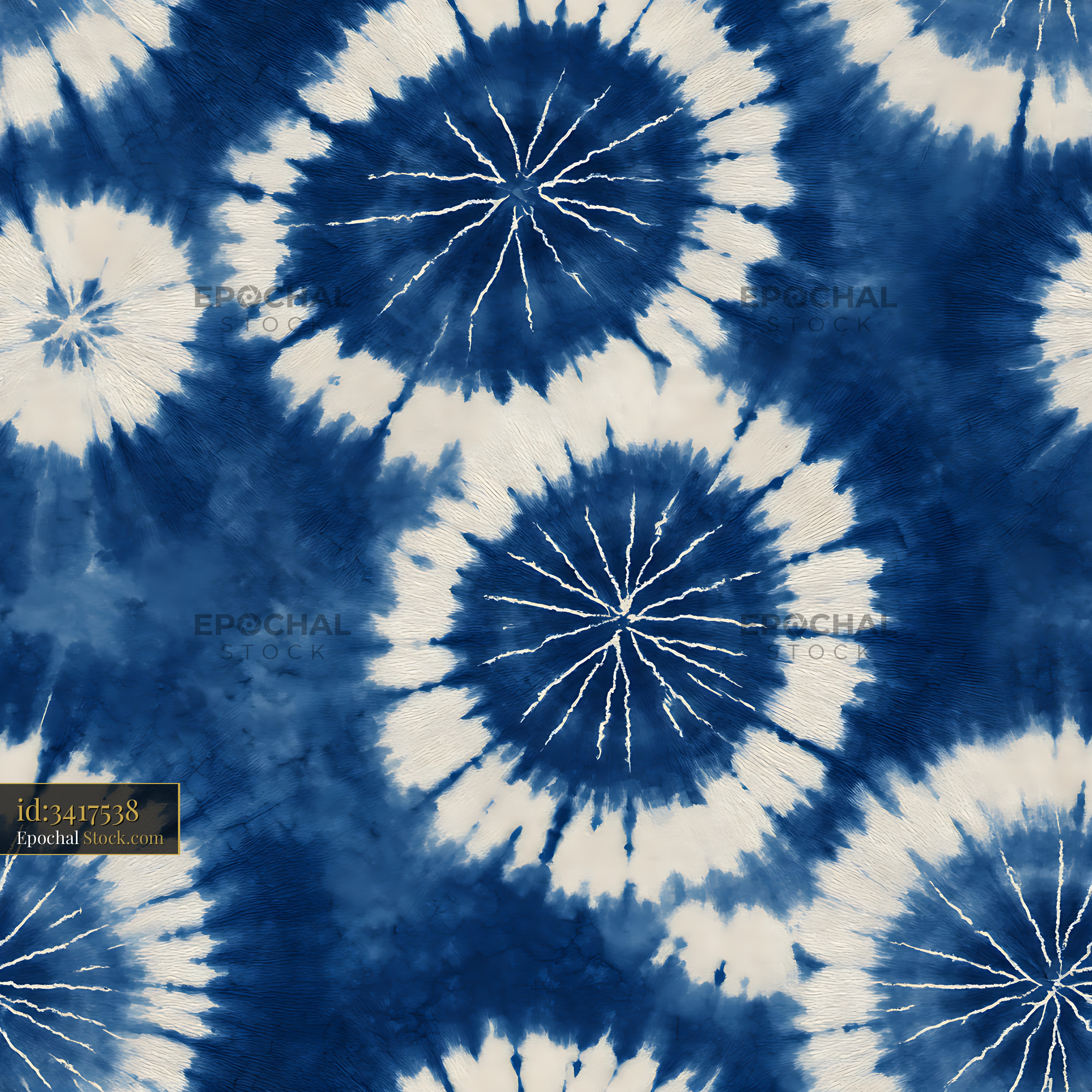 Indigo Shibori Sunburst Tie Dye Seamless Pattern - stock photo