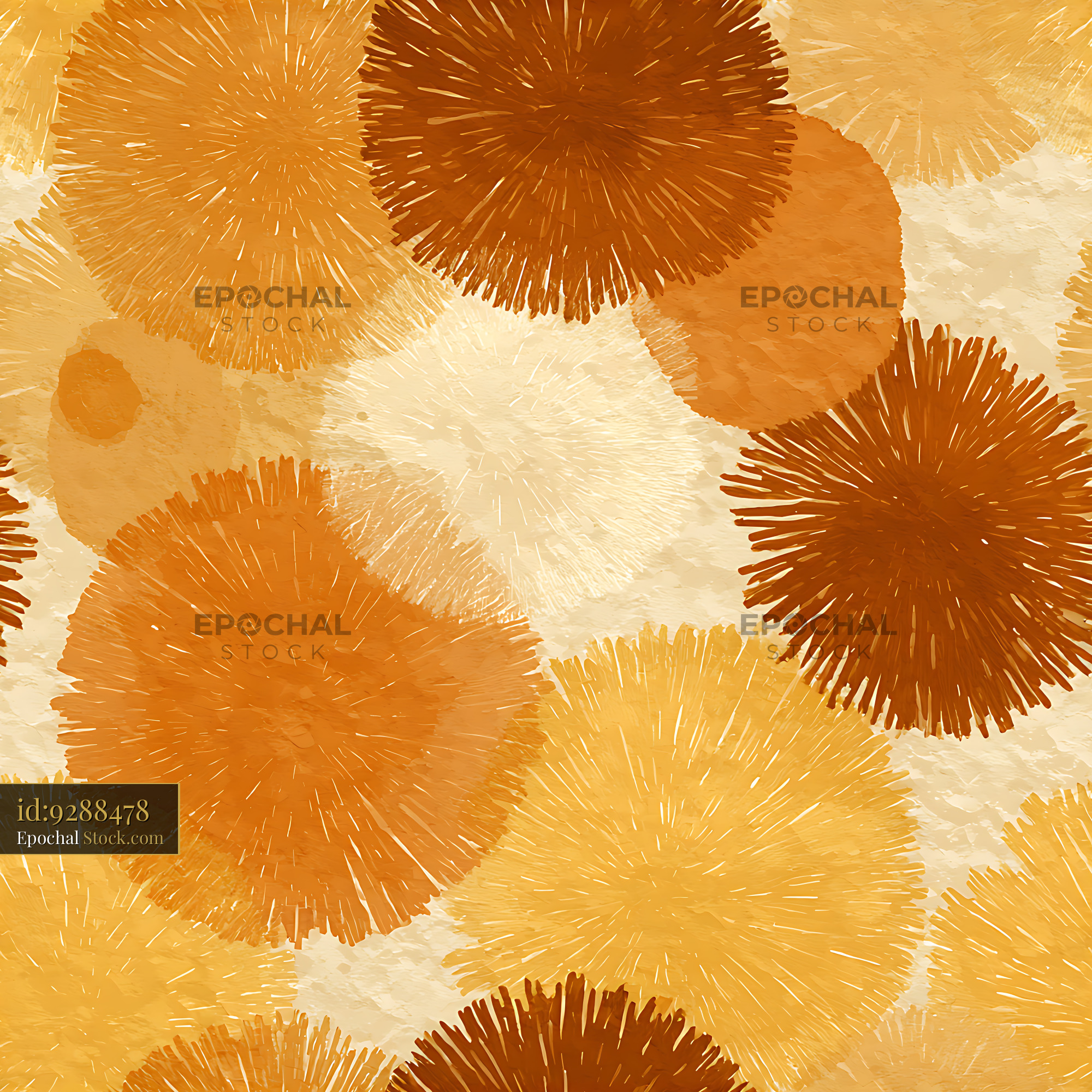 Abstract Sunburst Pom Pom Earthy Seamless Pattern - stock photo