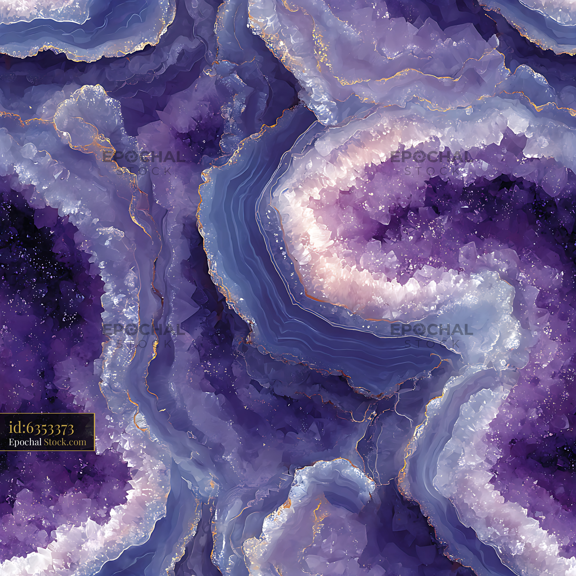 Purple Amethyst Geode Mineral Seamless Pattern - stock photo