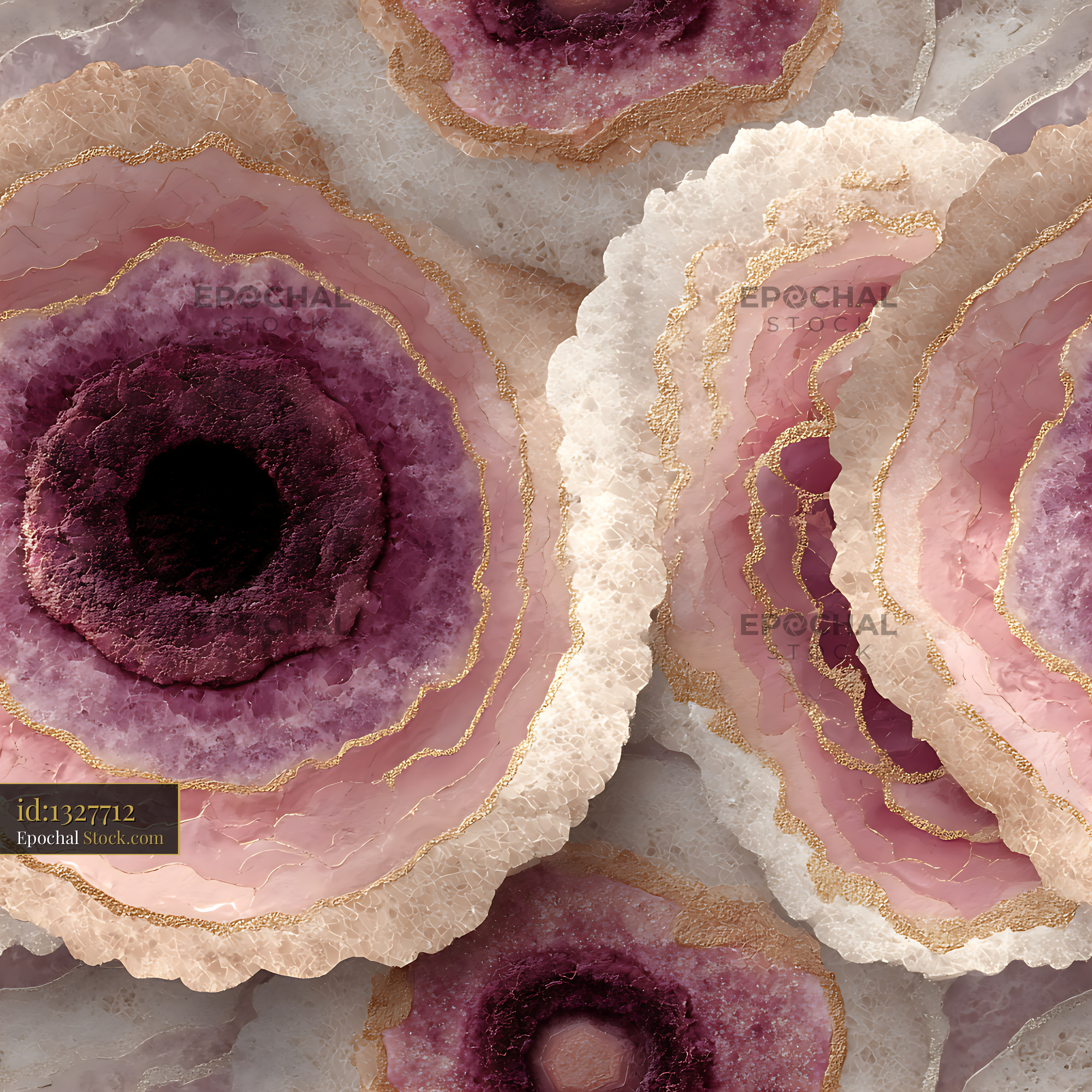 Rose Mauve Agate Geode Gold Vein Seamless Pattern - stock photo