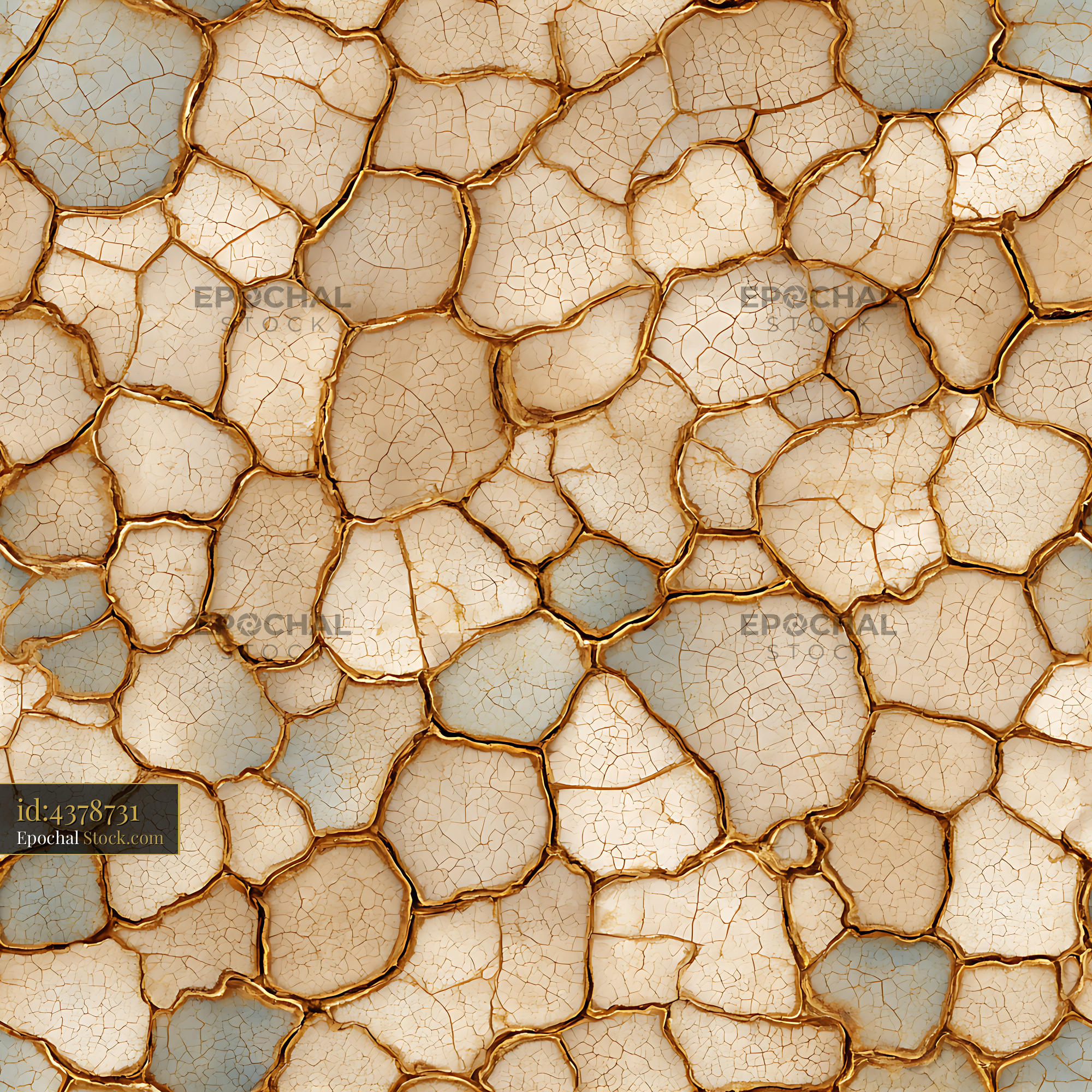 Beige Stone And Gold Kintsugi Seamless Pattern - stock photo