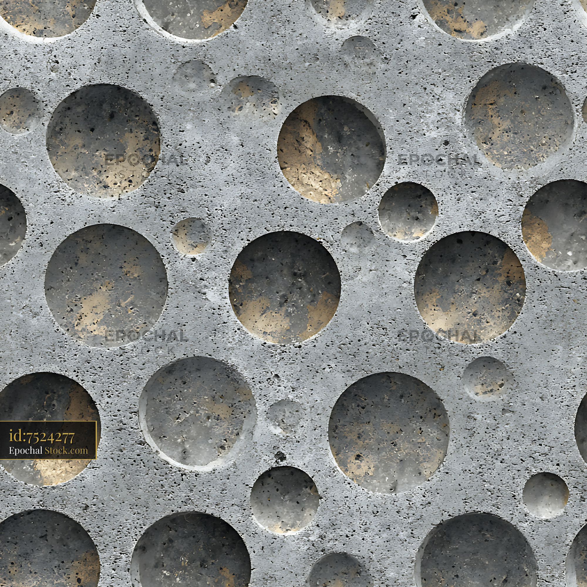 Brutalist Grey Concrete Craters Seamless Pattern - stock photo