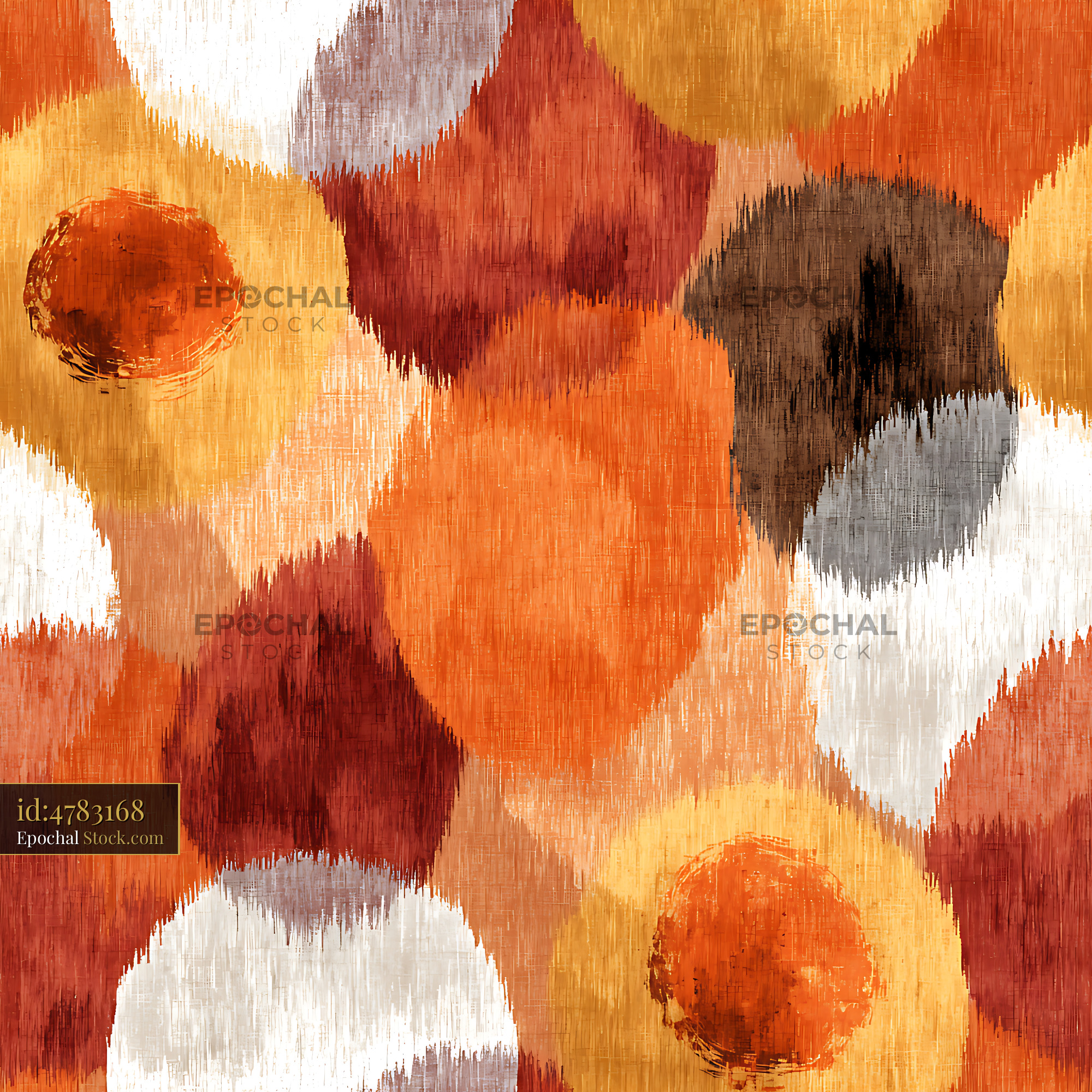 Abstract Earthy Ikat Circles Seamless Pattern - stock photo