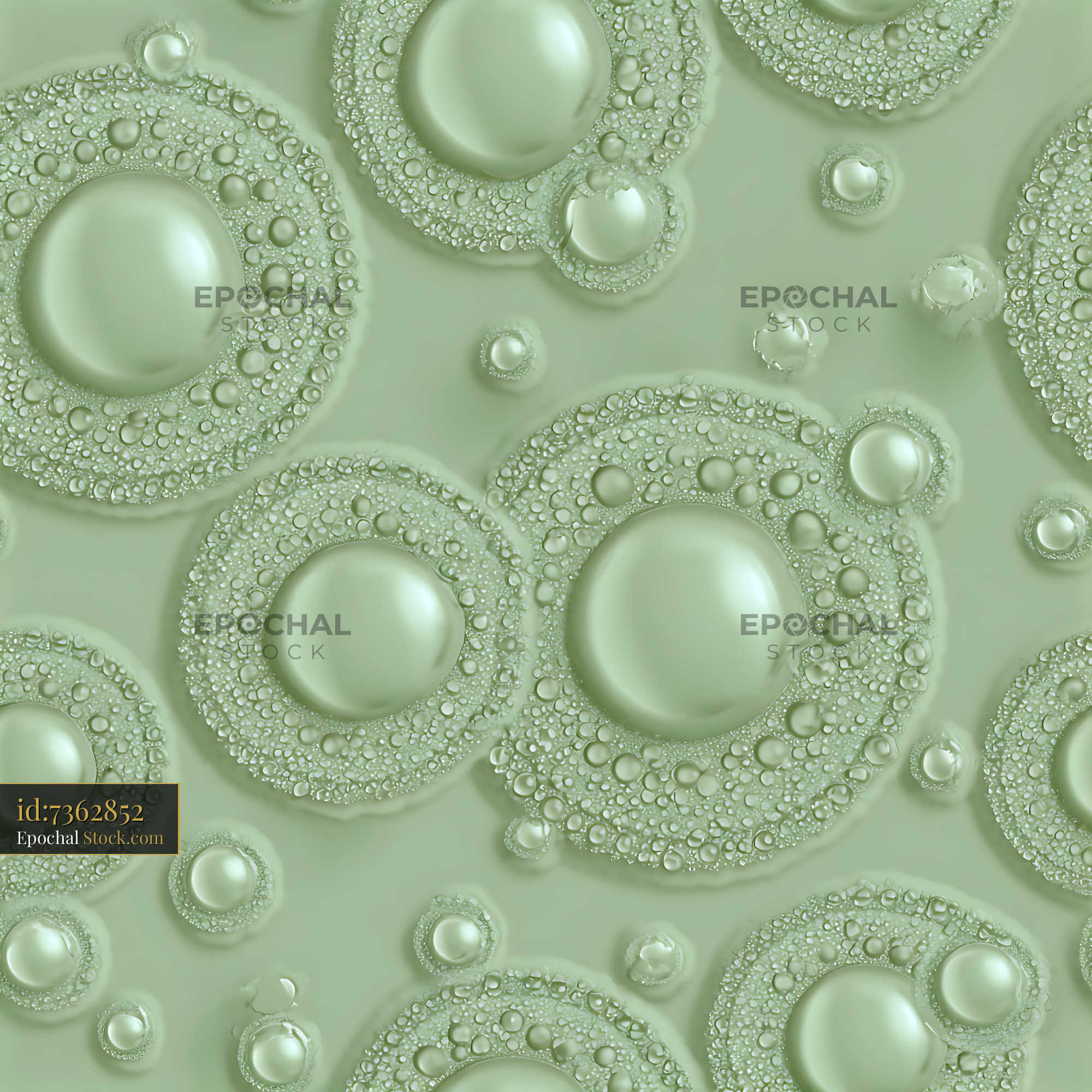 Sage Green Organic Cell Bubble Seamless Pattern - stock photo