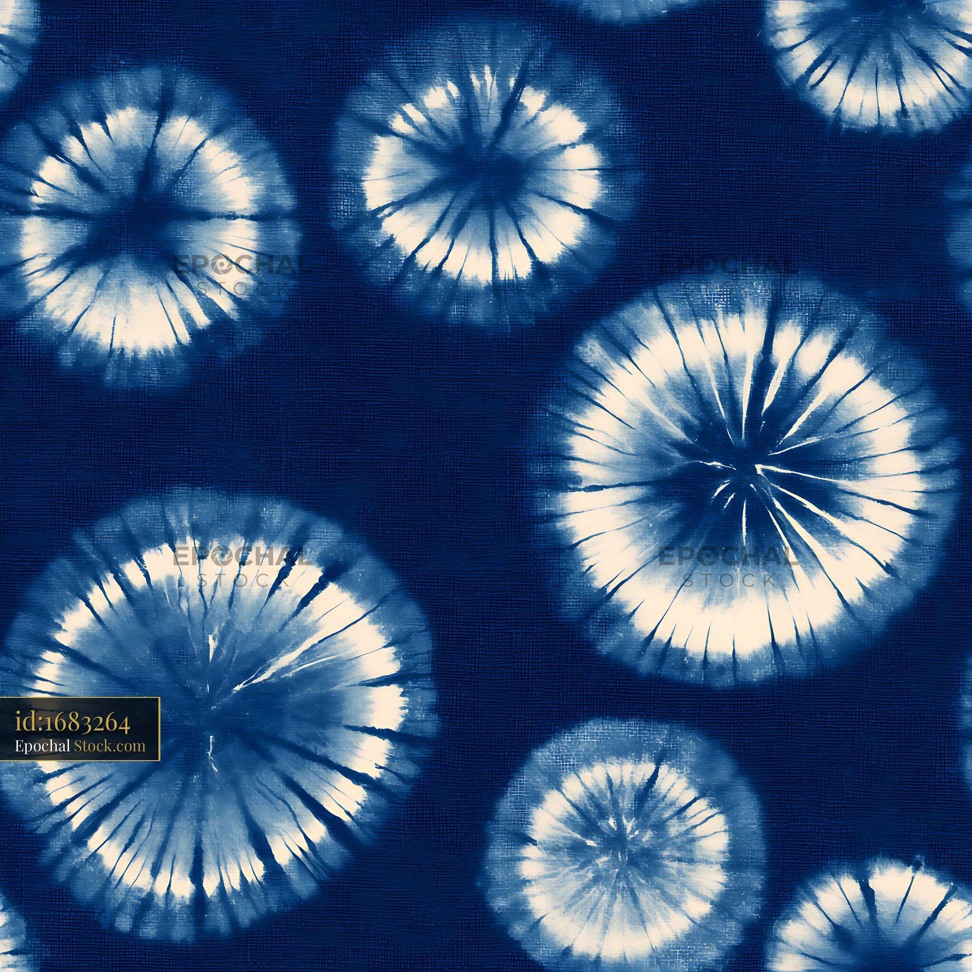 Indigo Shibori Sunburst Tie Dye Seamless Pattern - stock photo
