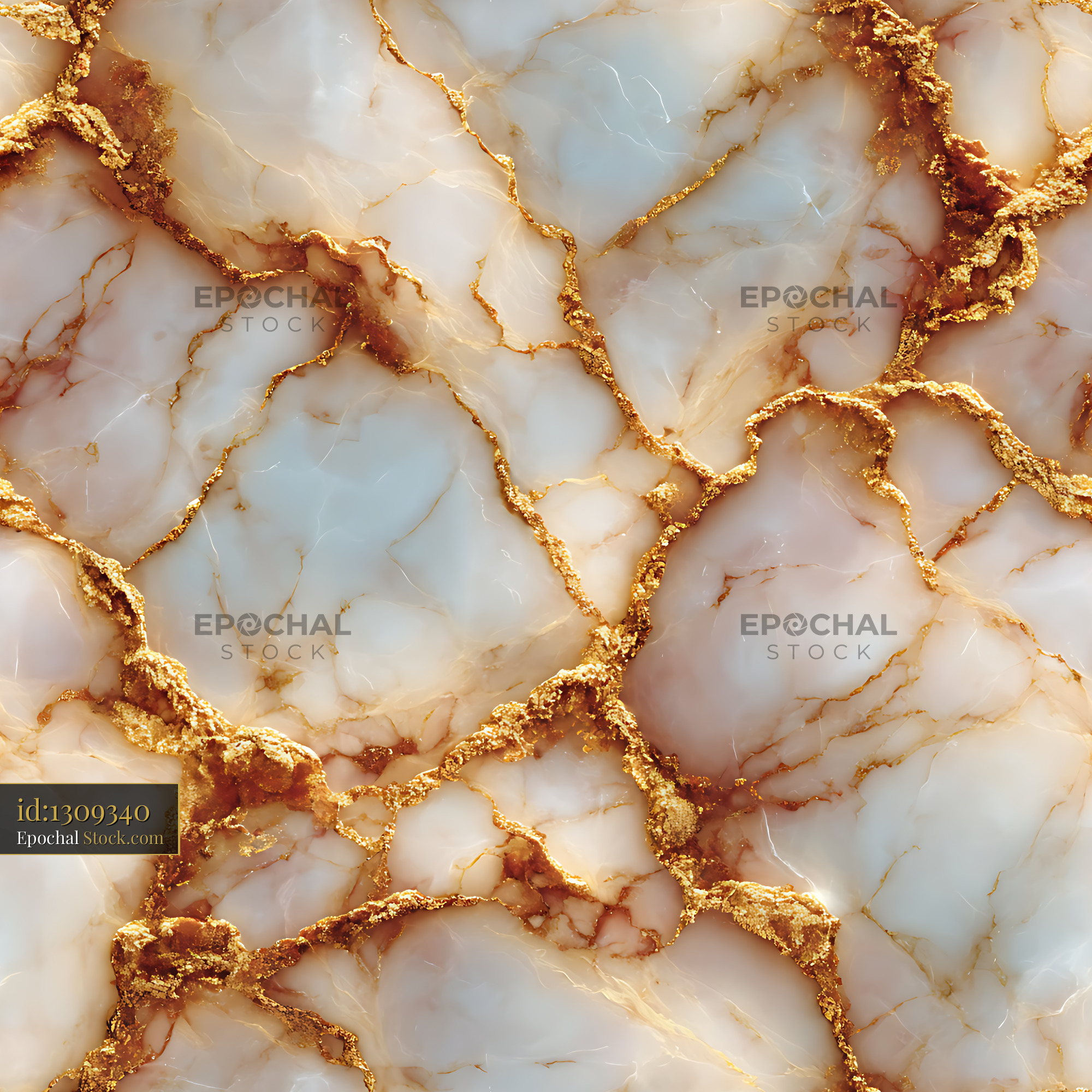 Opulent Gold Foil White Marble Seamless Pattern - stock photo