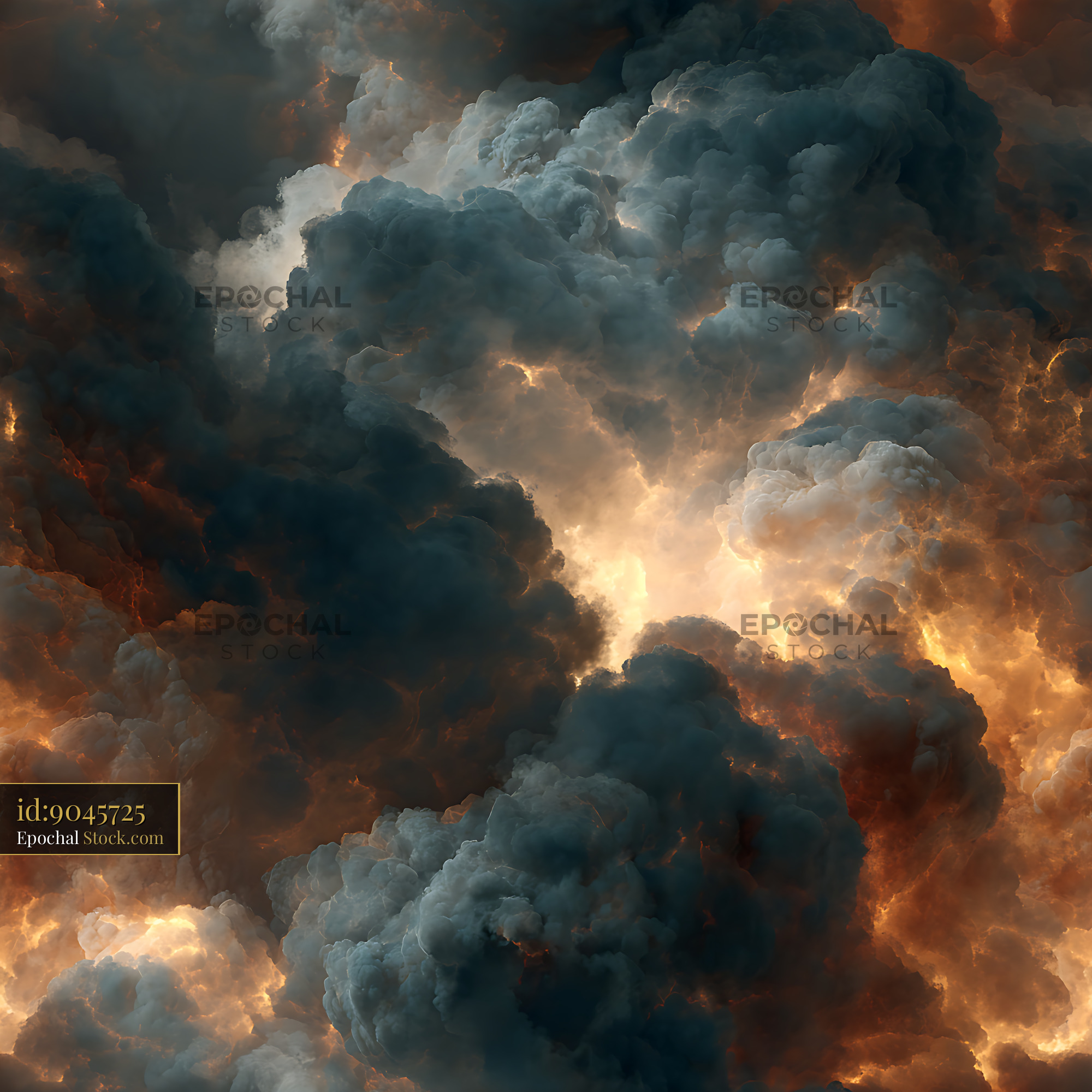 Dramatic Stormy Clouds and Fire Seamless Pattern - stock photo