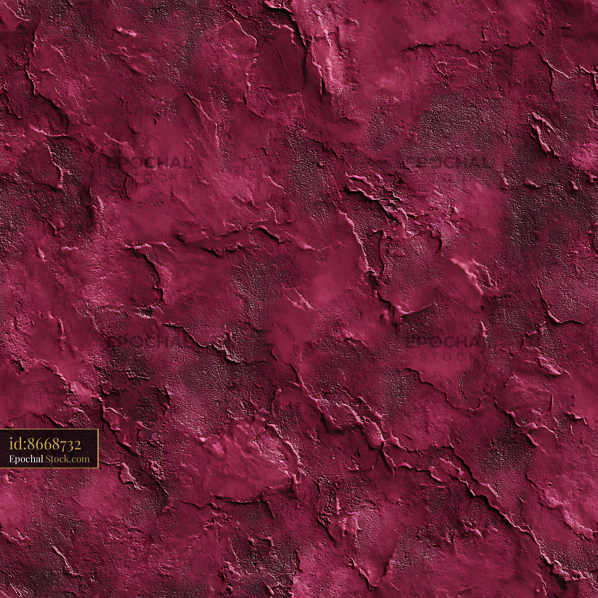 Deep Burgundy Cracked Plaster Seamless Pattern - stock photo