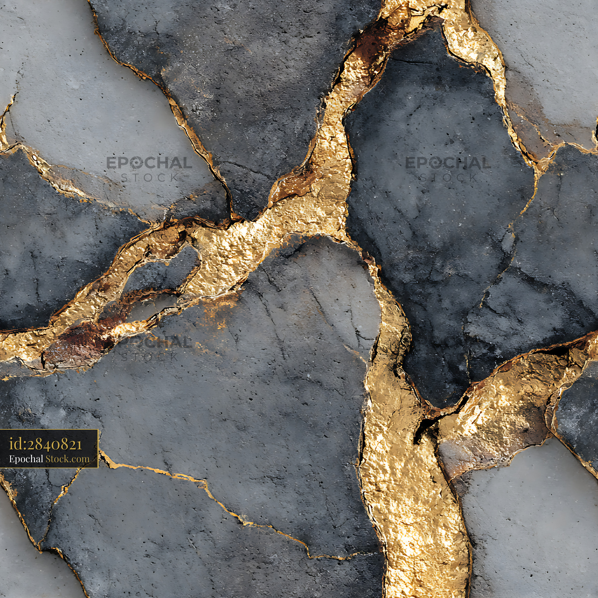 Kintsugi Slate and Gold Stone Seamless Pattern - stock photo
