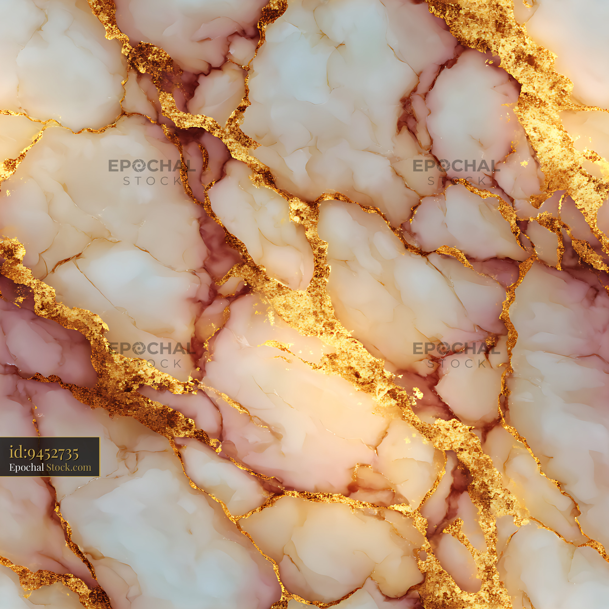 Blush Pink and Gold Foil Marble Seamless Pattern - stock photo