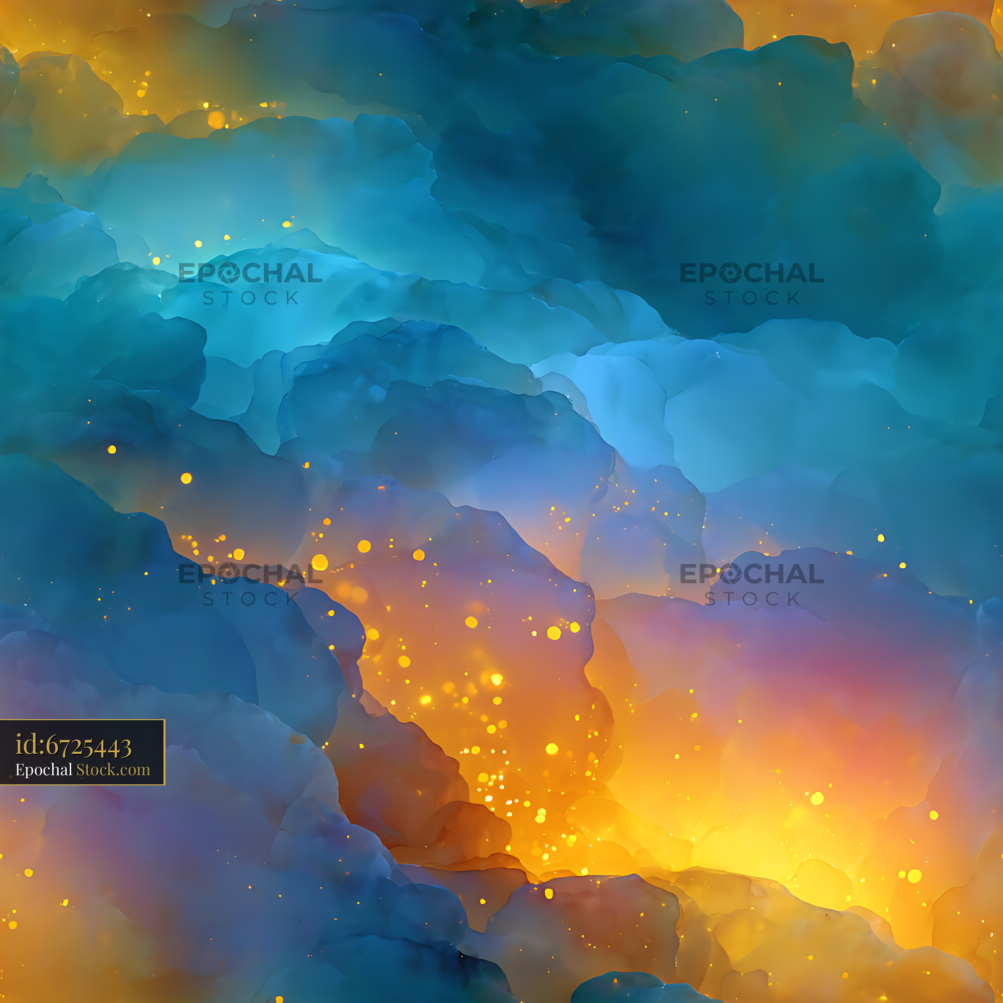 Cosmic Nebula Clouds Watercolor Seamless Pattern - stock photo