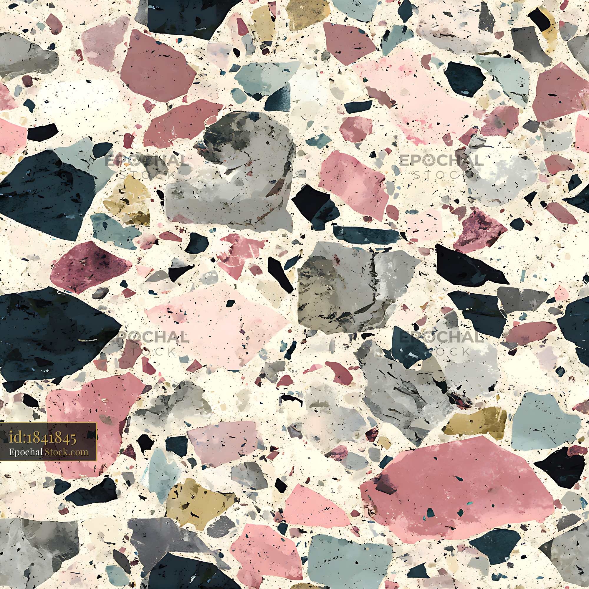 Dusty Rose and Charcoal Terrazzo Seamless Pattern - stock photo