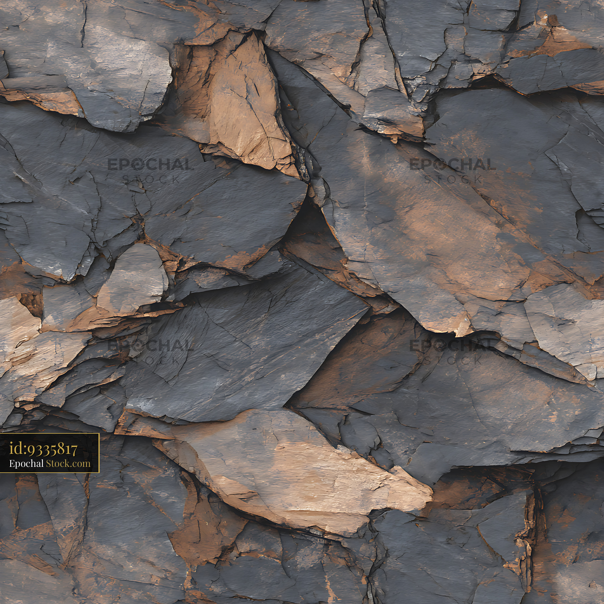 Natural Slate and Ochre Rock Seamless Pattern - stock photo