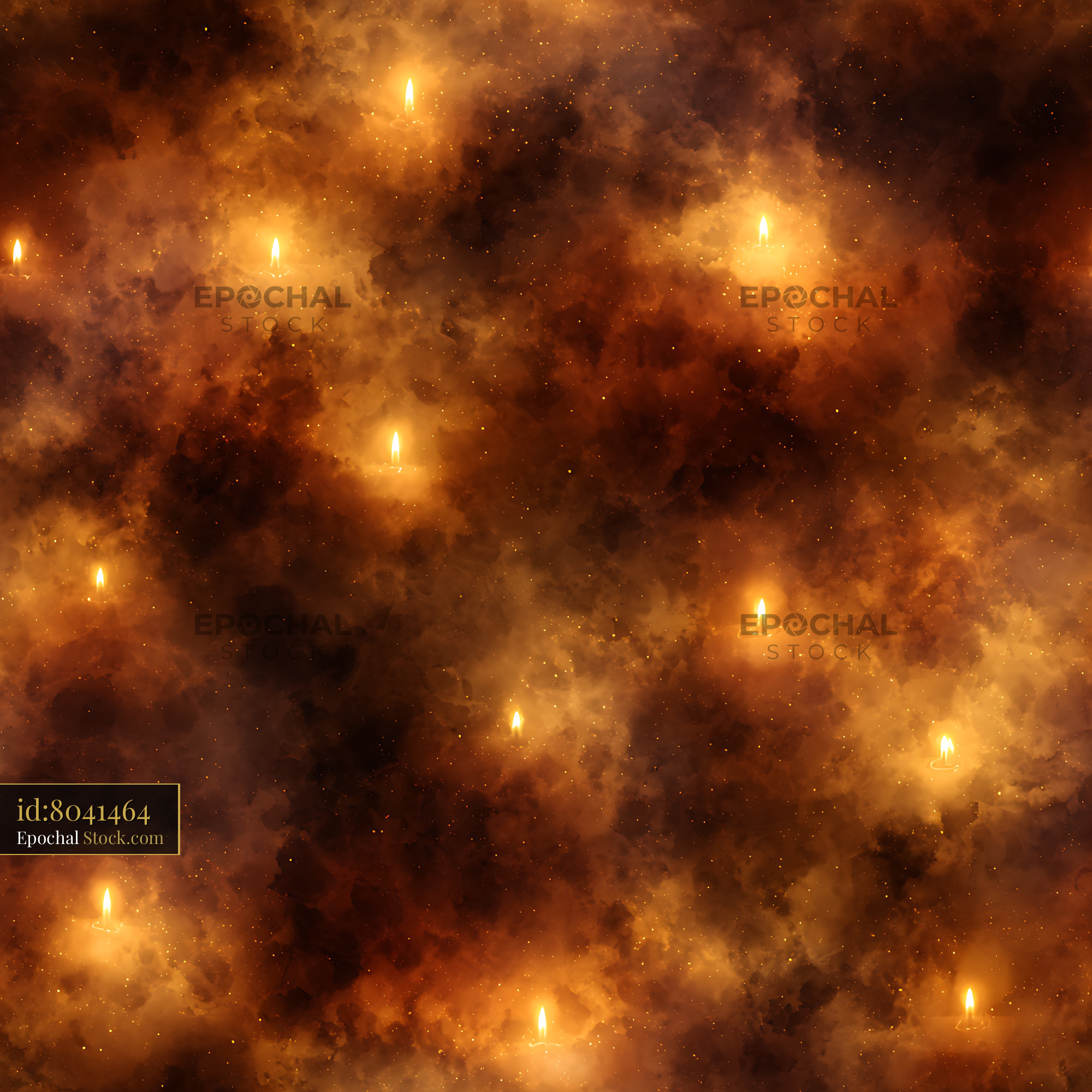 Amber Clouds and Glowing Lights Seamless Pattern - stock photo