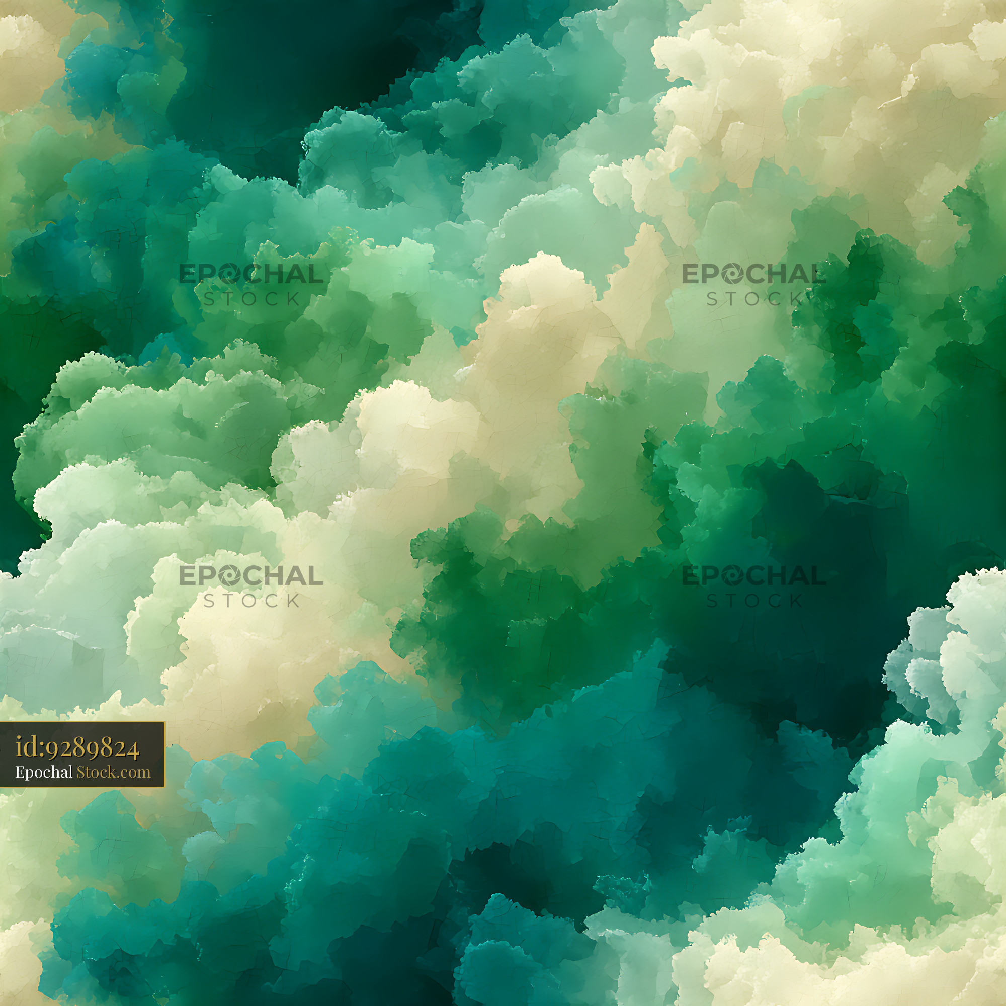 Emerald Green Abstract Clouds Seamless Pattern - stock photo