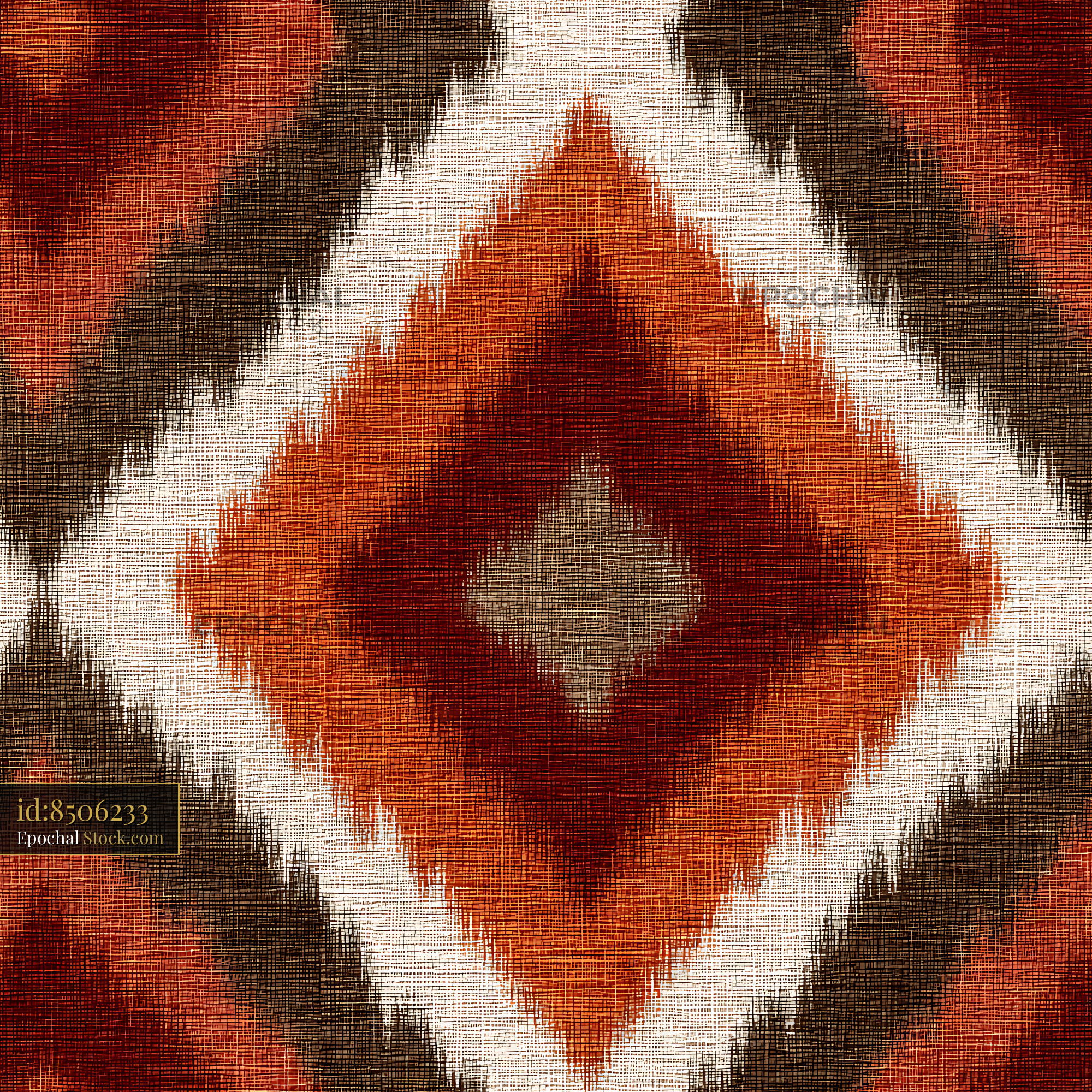 Rust and Espresso Ikat Diamond Seamless Pattern - stock photo