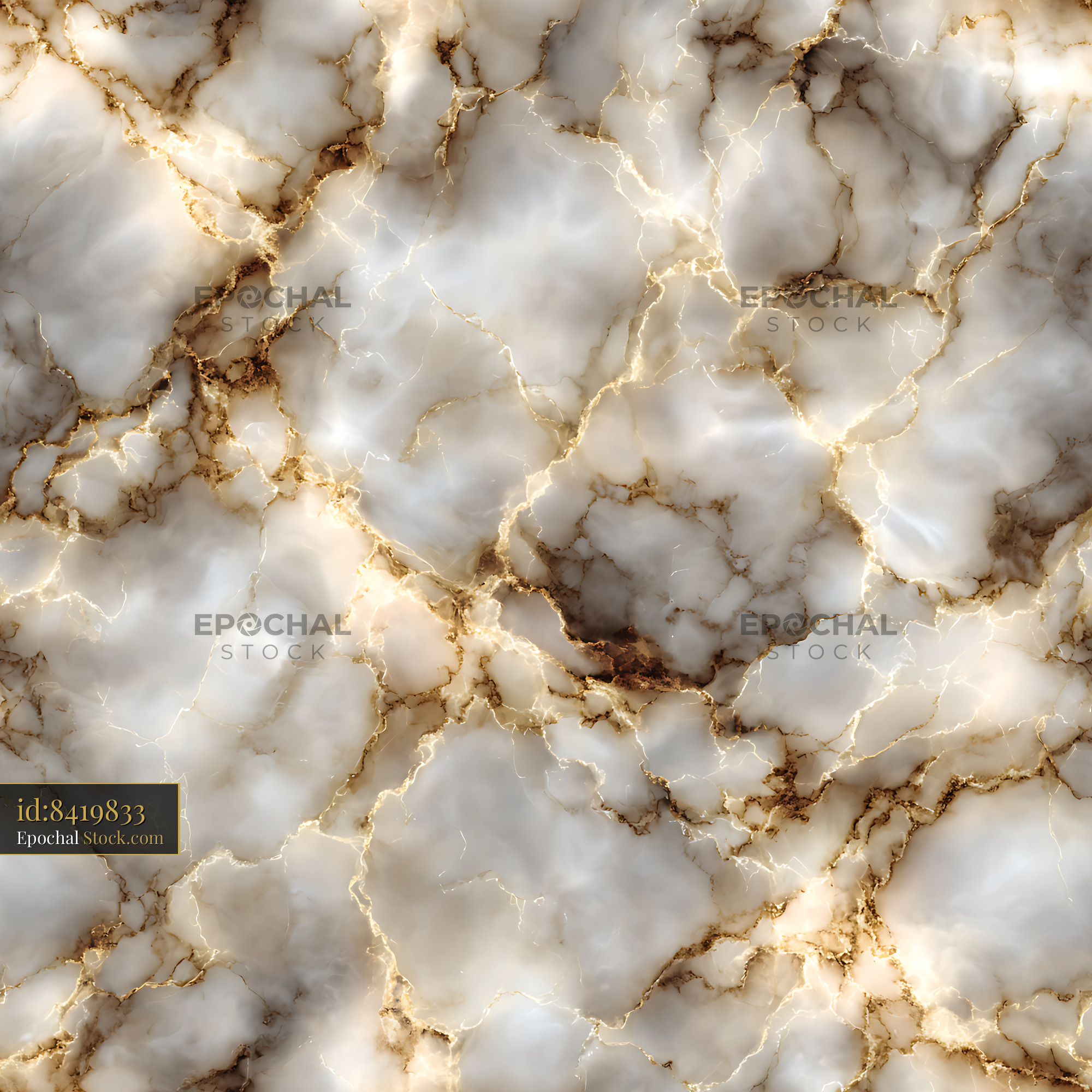 Gold Veined White Marble Texture Seamless Pattern - stock photo