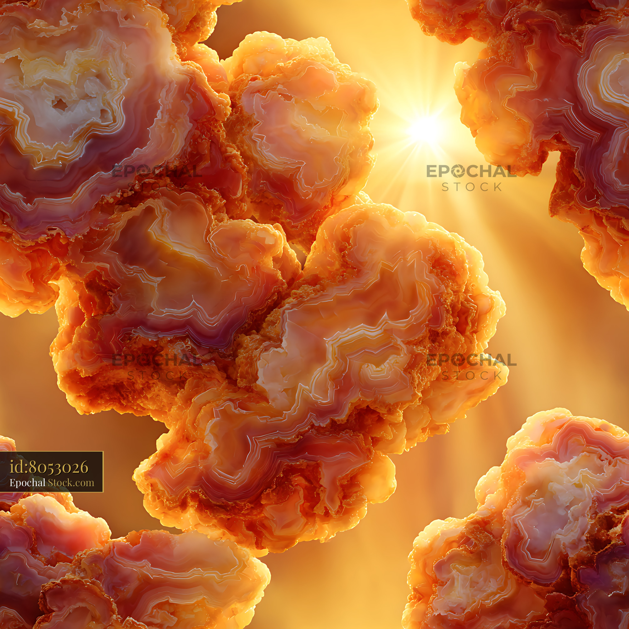 Amber Agate Geode Clouds Ethereal Seamless Pattern - stock photo