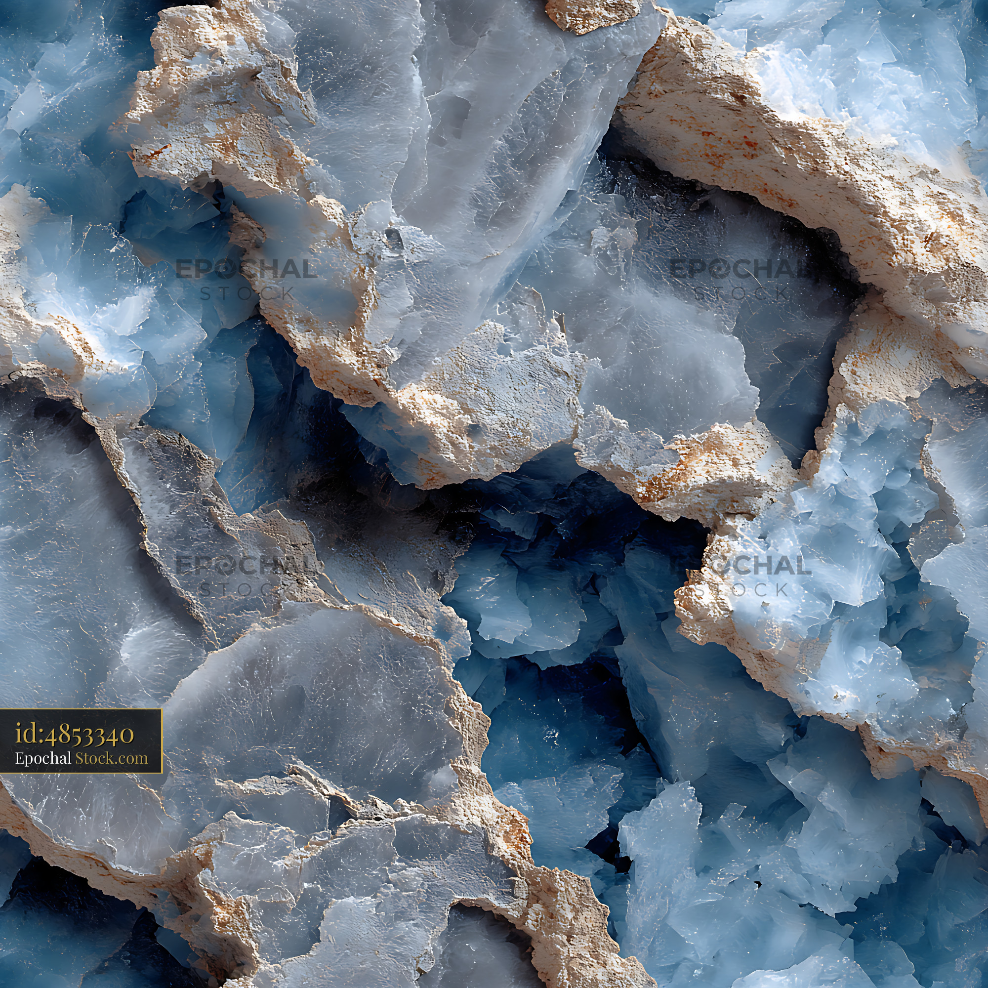 Blue Agate Geode Crystal Stone Seamless Pattern - stock photo